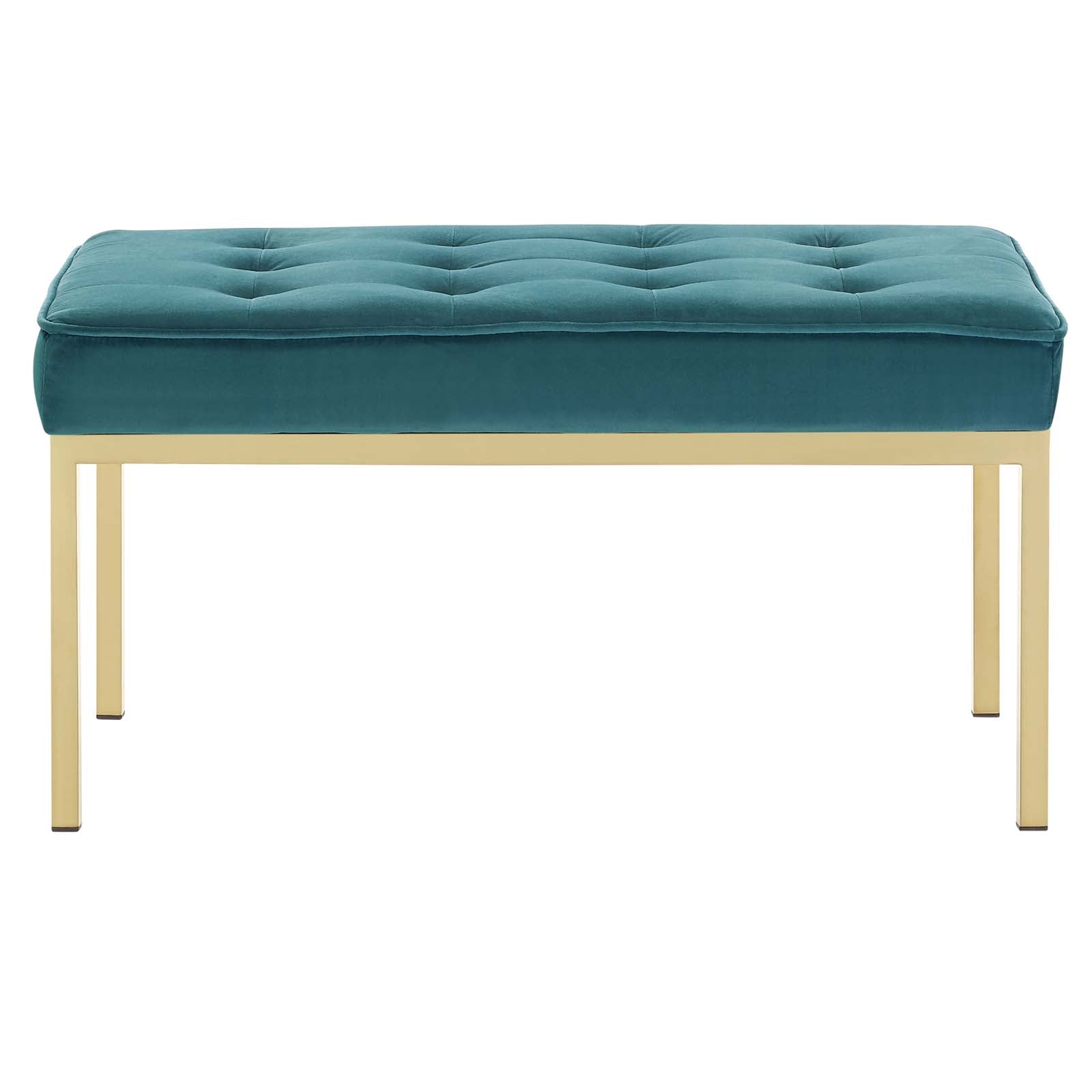 Loft Gold Stainless Steel Leg Medium Performance Velvet Bench by Modway