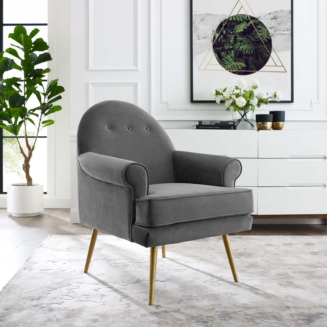 Revive Tufted Button Accent Performance Velvet Armchair by Modway