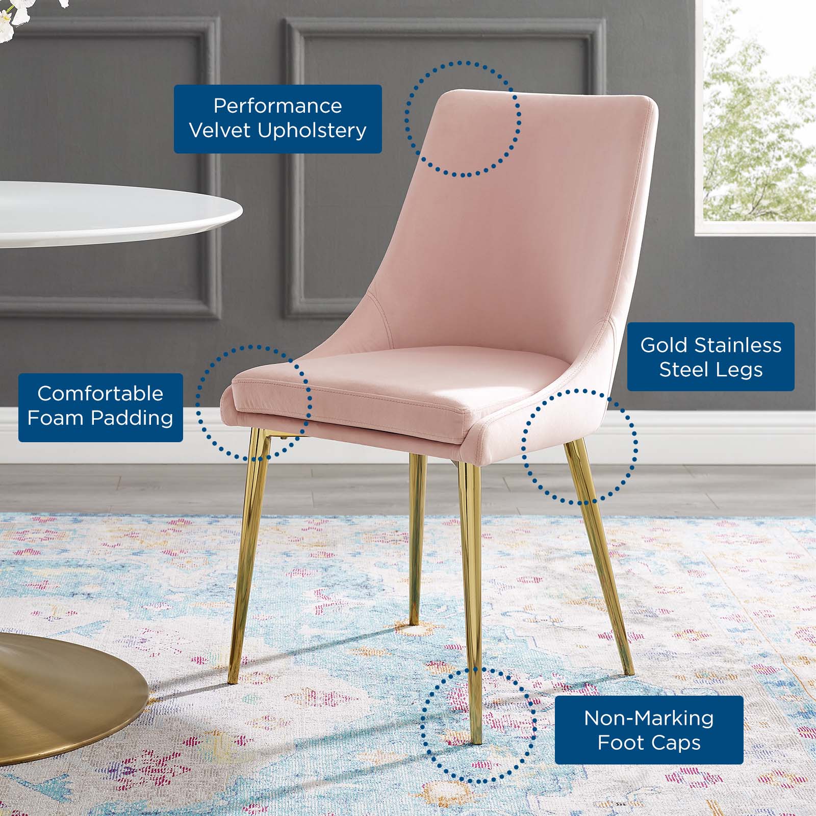 Viscount Modern Accent Performance Velvet Dining Chair by Modway