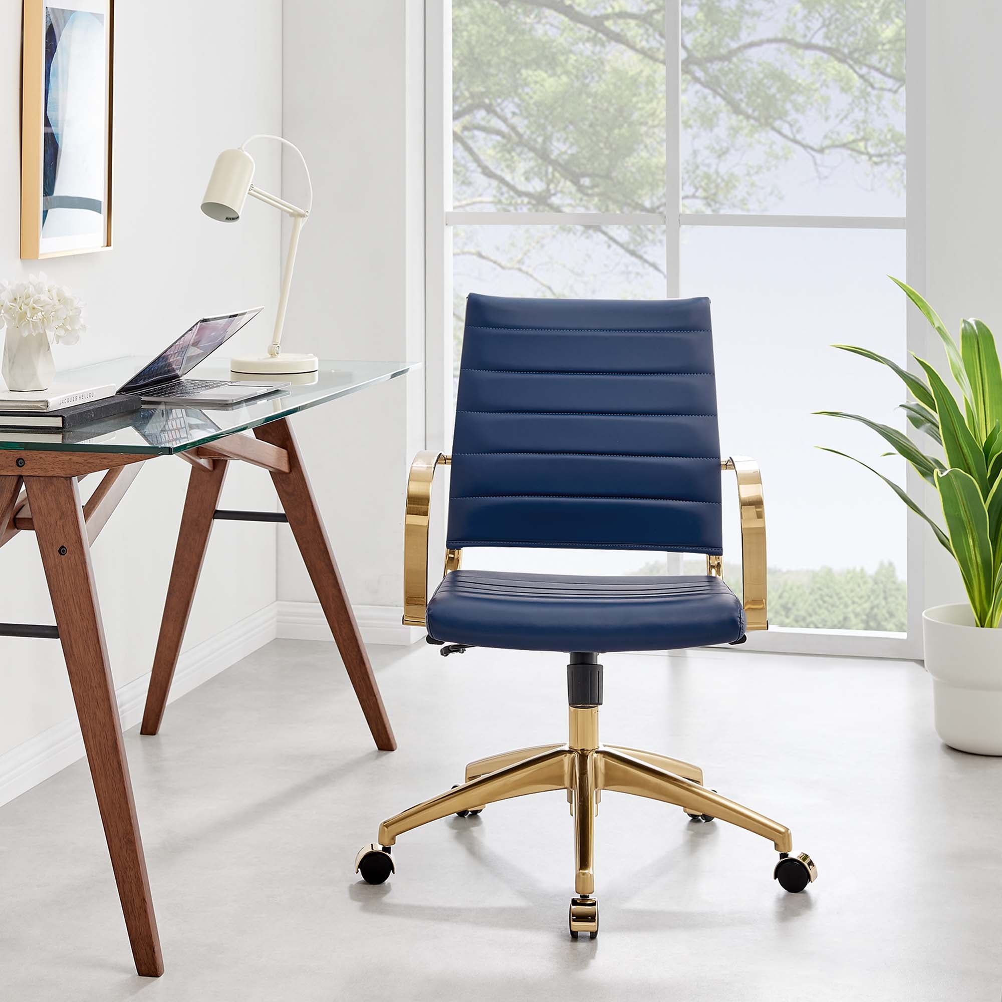 Jive Gold Stainless Steel Midback Office Chair by Modway