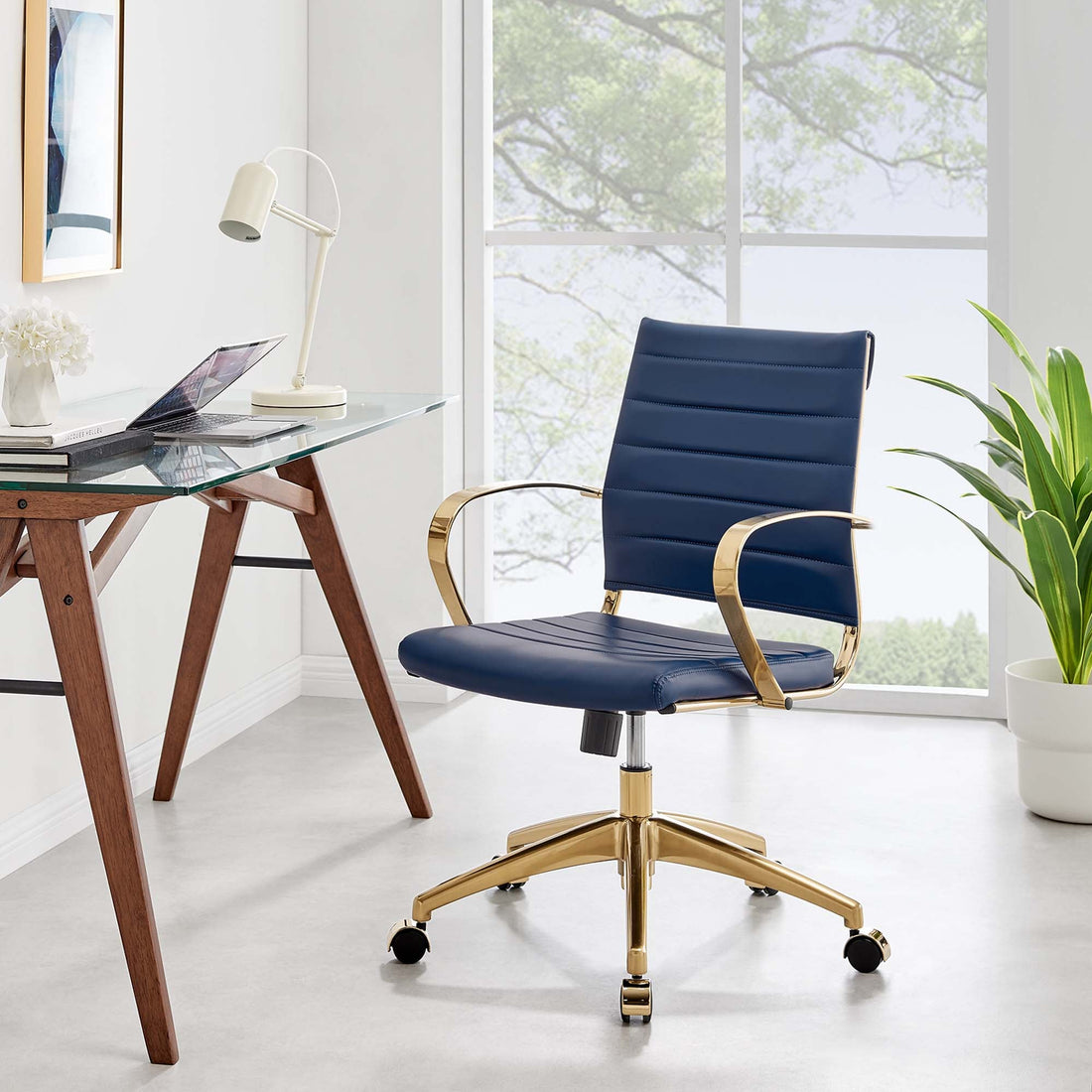 Jive Gold Stainless Steel Midback Office Chair by Modway