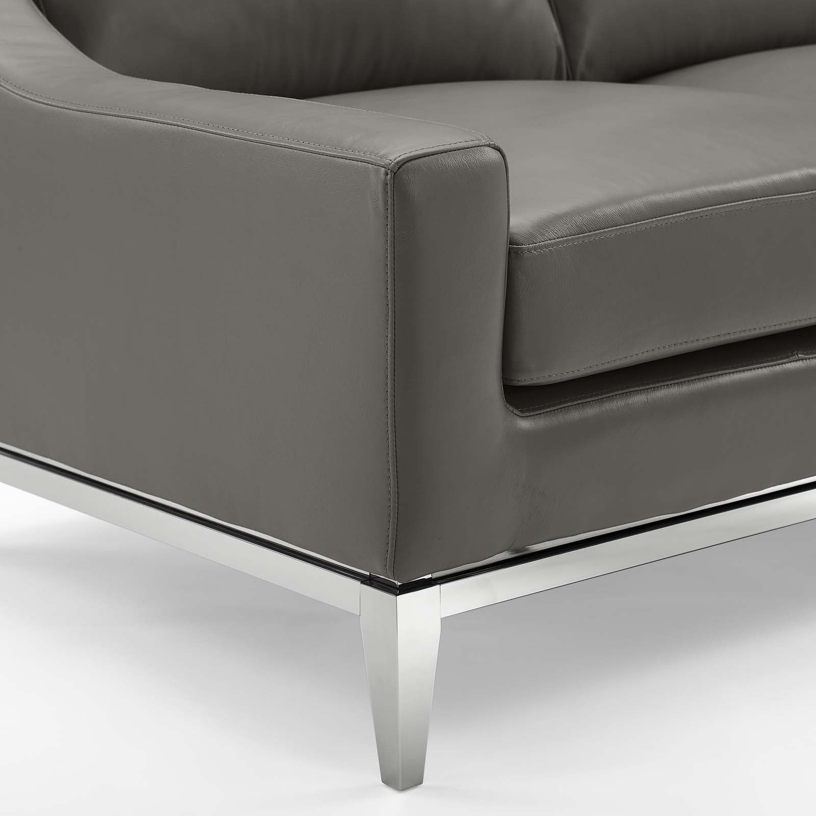 Harness Stainless Steel Base Leather Armchair by Modway
