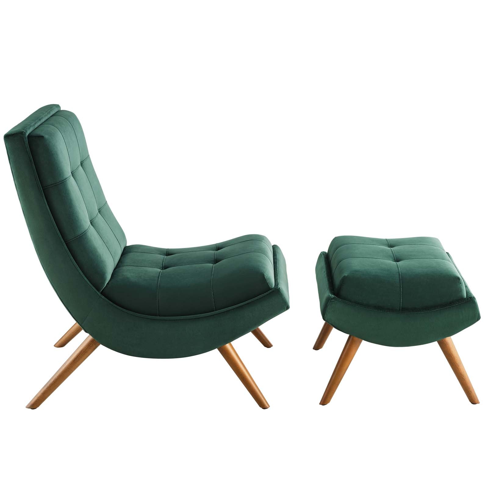 Ramp Upholstered Performance Velvet Lounge Chair and Ottoman Set by Modway