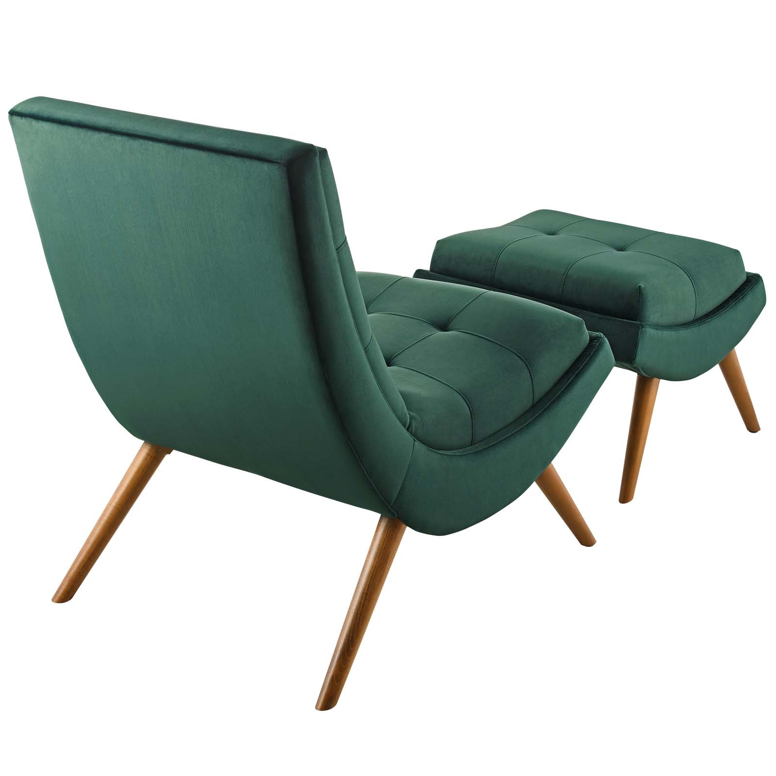 Ramp Upholstered Performance Velvet Lounge Chair and Ottoman Set by Modway