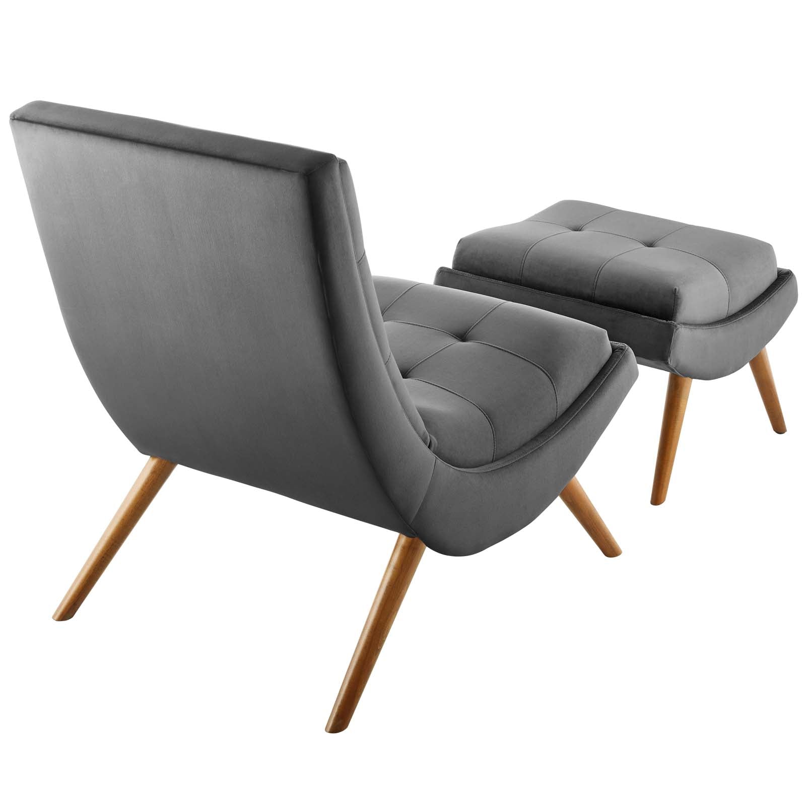 Ramp Upholstered Performance Velvet Lounge Chair and Ottoman Set by Modway