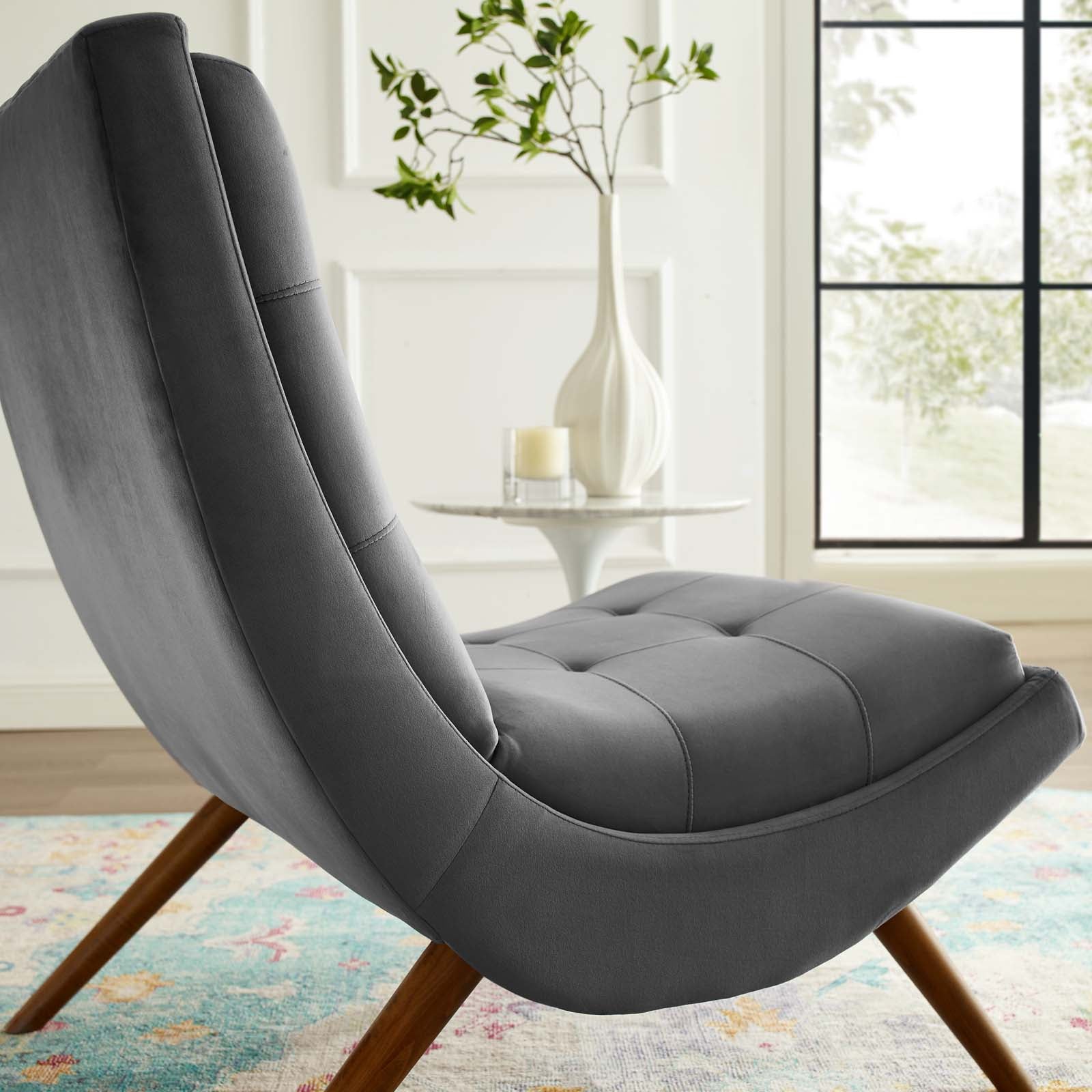 Ramp Upholstered Performance Velvet Lounge Chair and Ottoman Set by Modway
