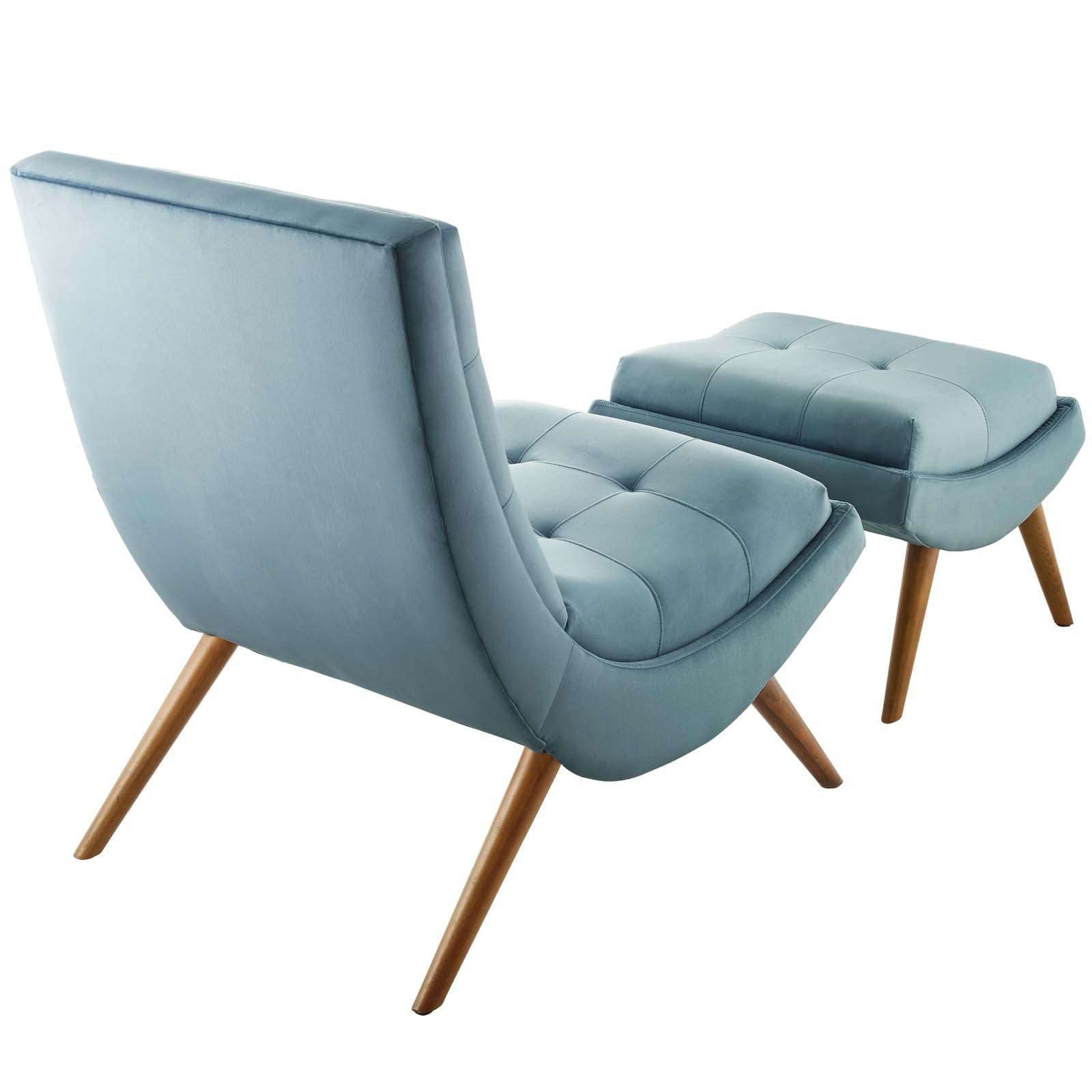 Ramp Upholstered Performance Velvet Lounge Chair and Ottoman Set by Modway