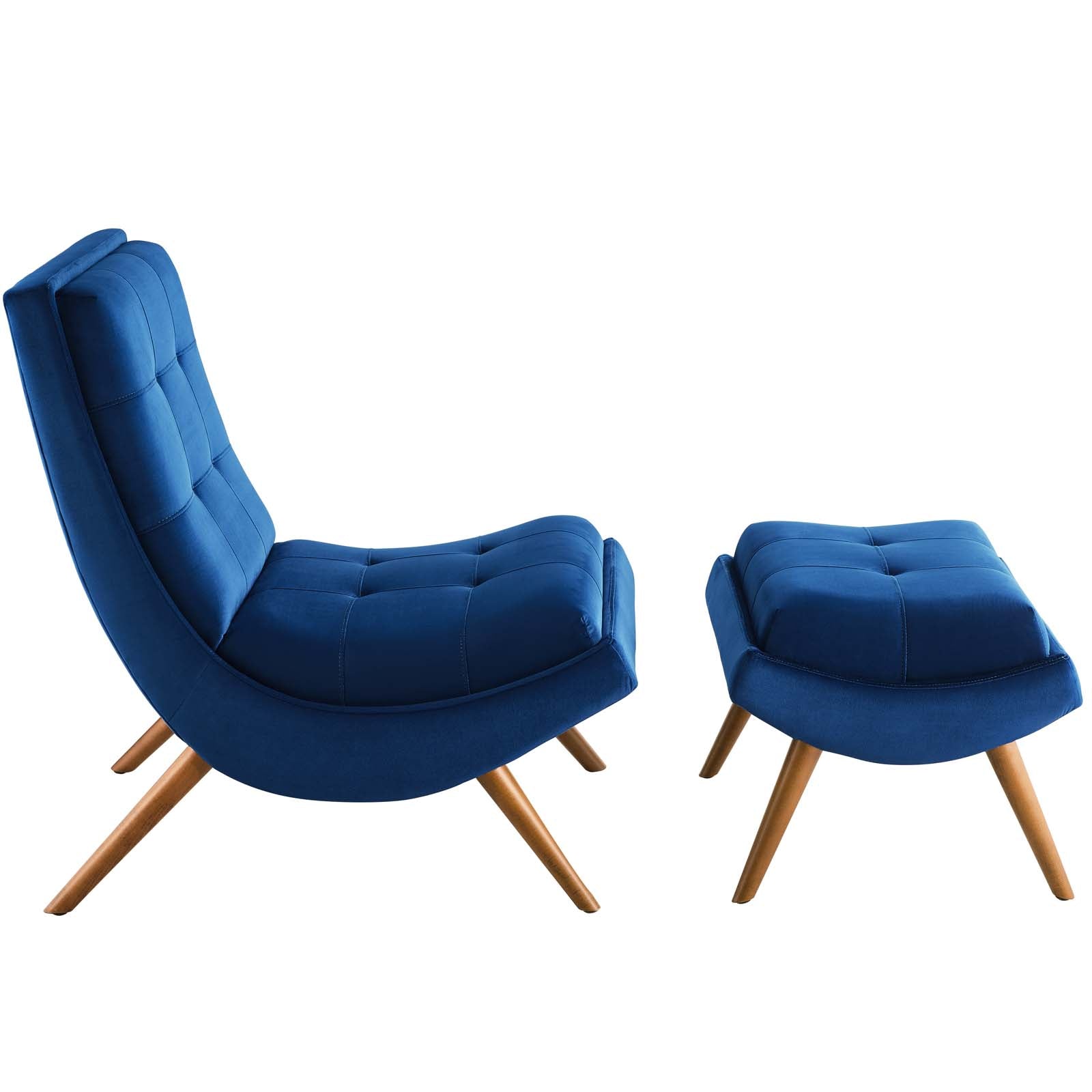 Ramp Upholstered Performance Velvet Lounge Chair and Ottoman Set by Modway