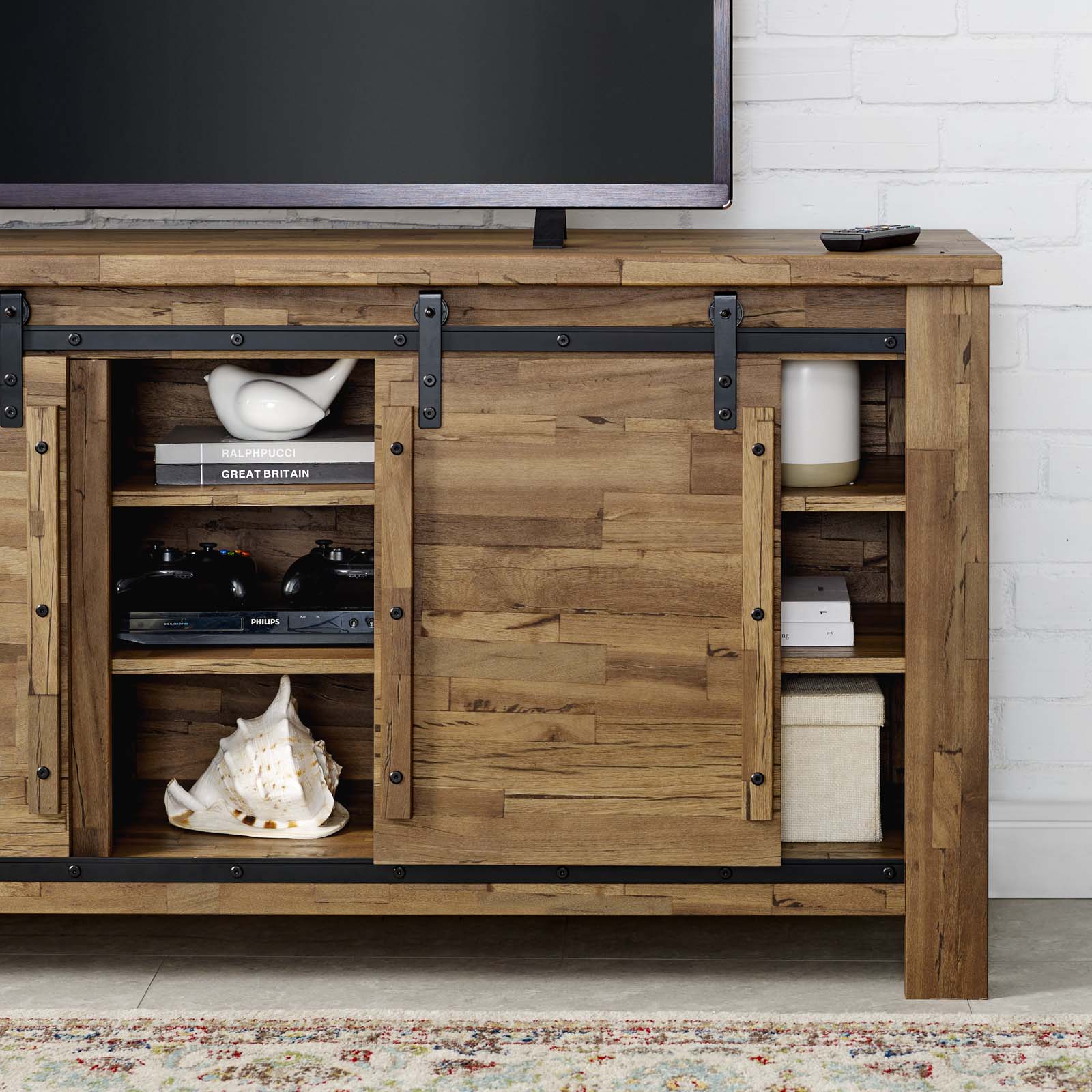 Cheshire 71" Rustic Sliding Door TV Stand by Modway