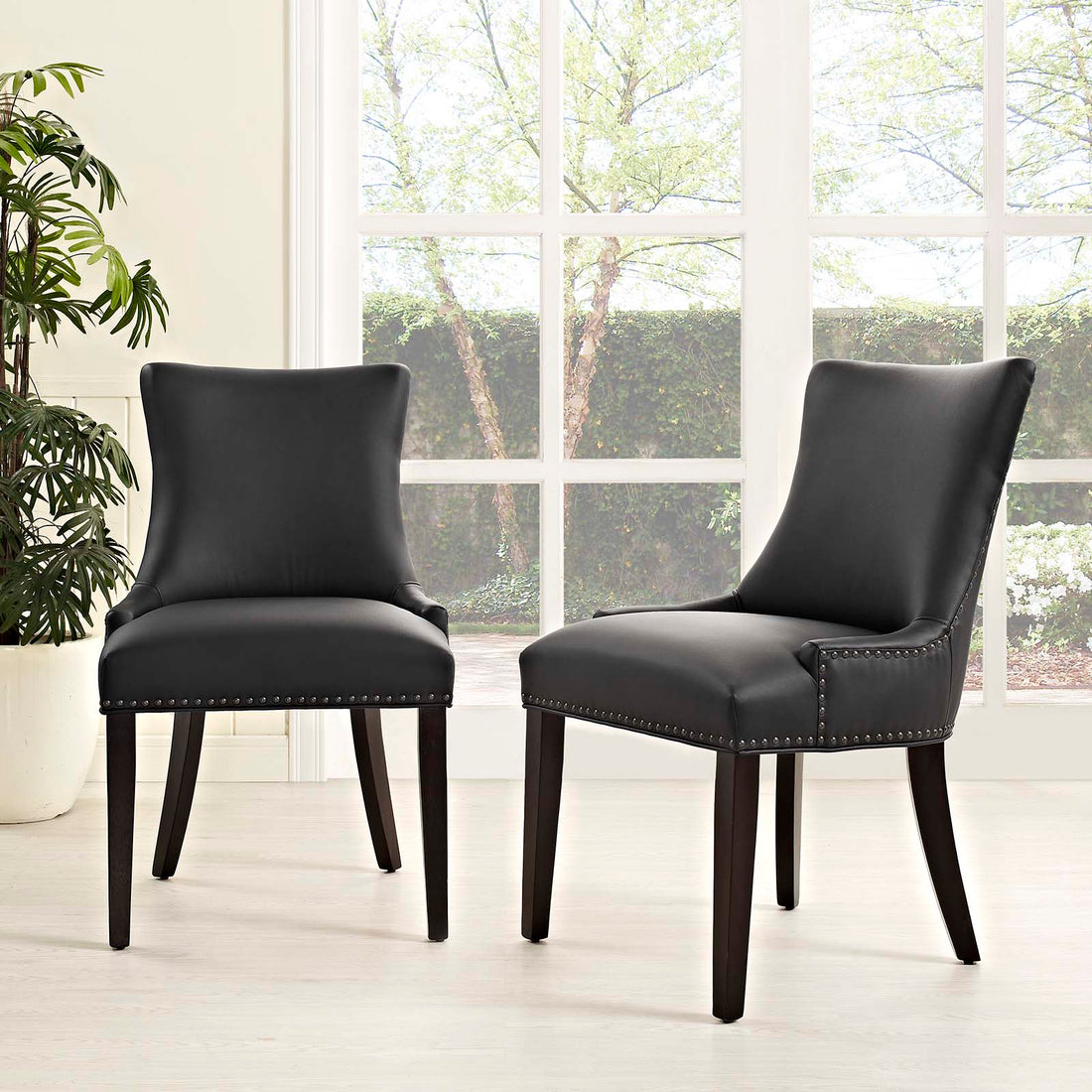Marquis Dining Chair Faux Leather Set of 2 by Modway