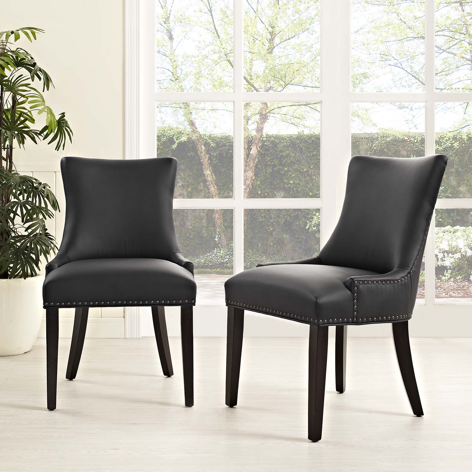Marquis Dining Chair Faux Leather Set of 2 by Modway