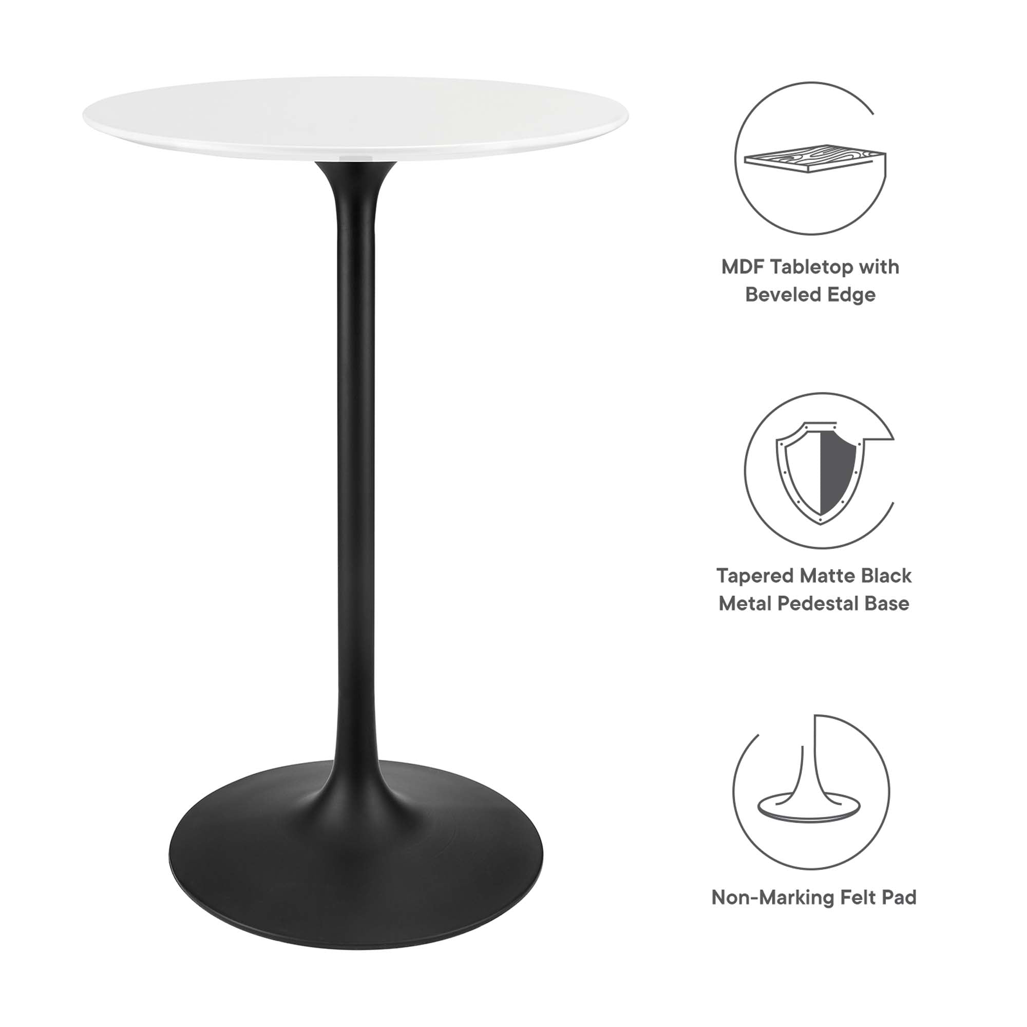 Lippa Round Wood Bar Table by Modway