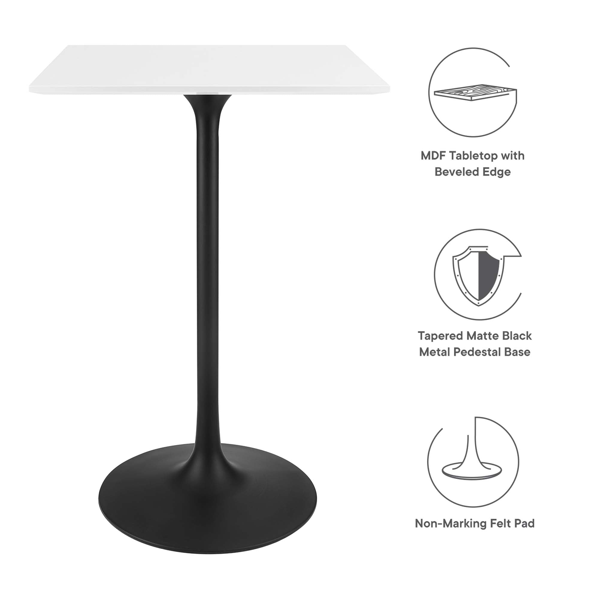Lippa Square Wood Bar Table by Modway