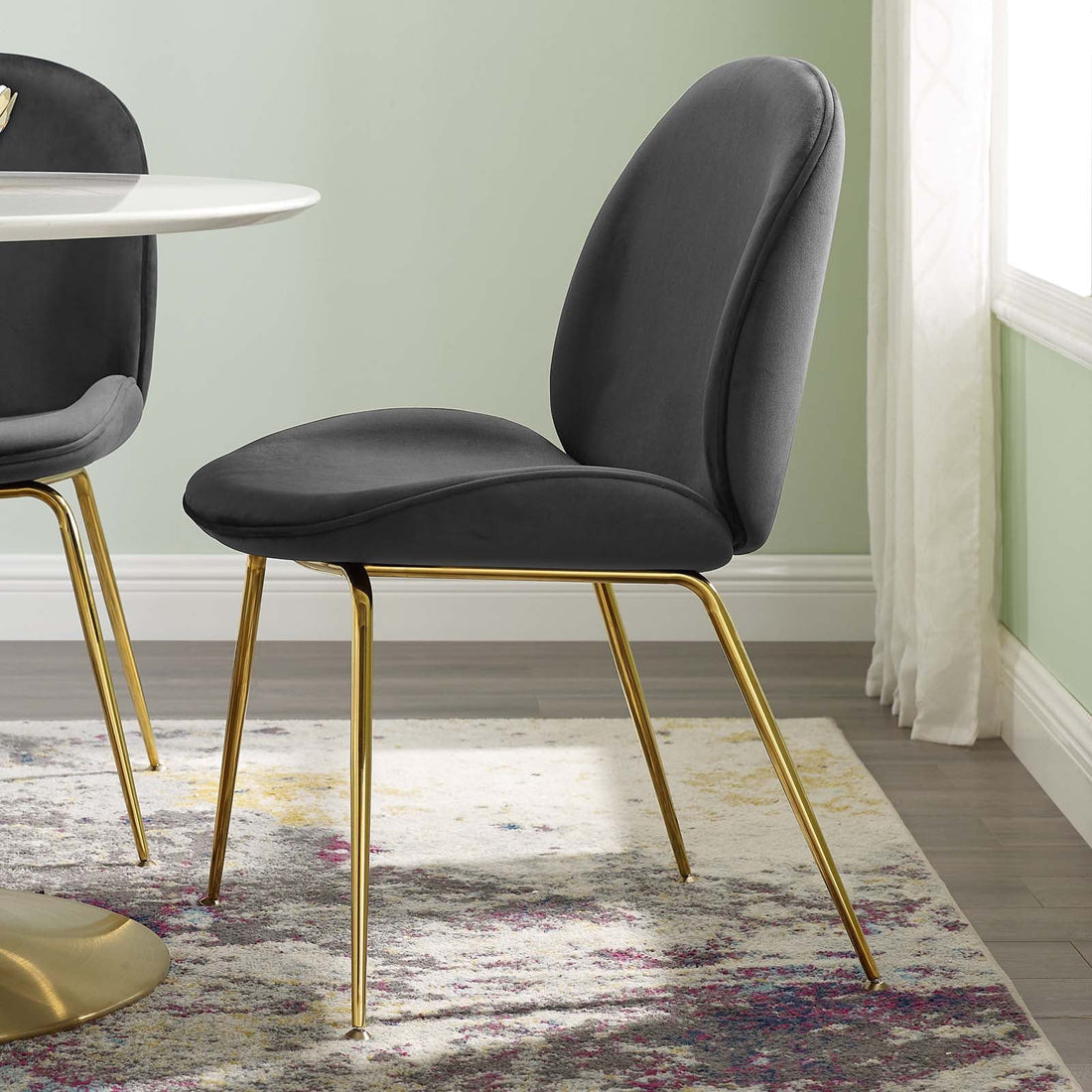 Scoop Gold Stainless Steel Leg Performance Velvet Dining Chair by Modway