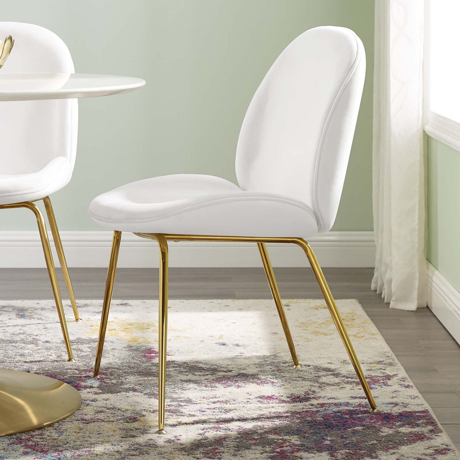 Scoop Gold Stainless Steel Leg Performance Velvet Dining Chair by Modway