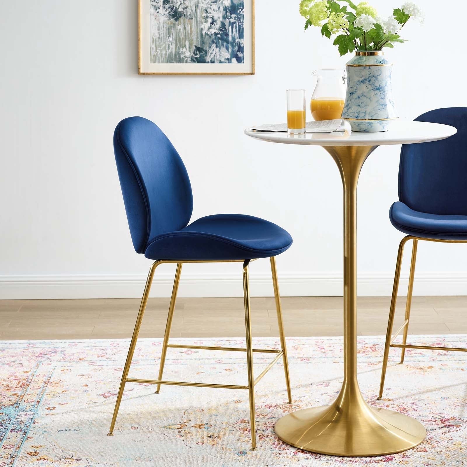 Scoop Gold Stainless Steel Leg Performance Velvet Counter Stool by Modway