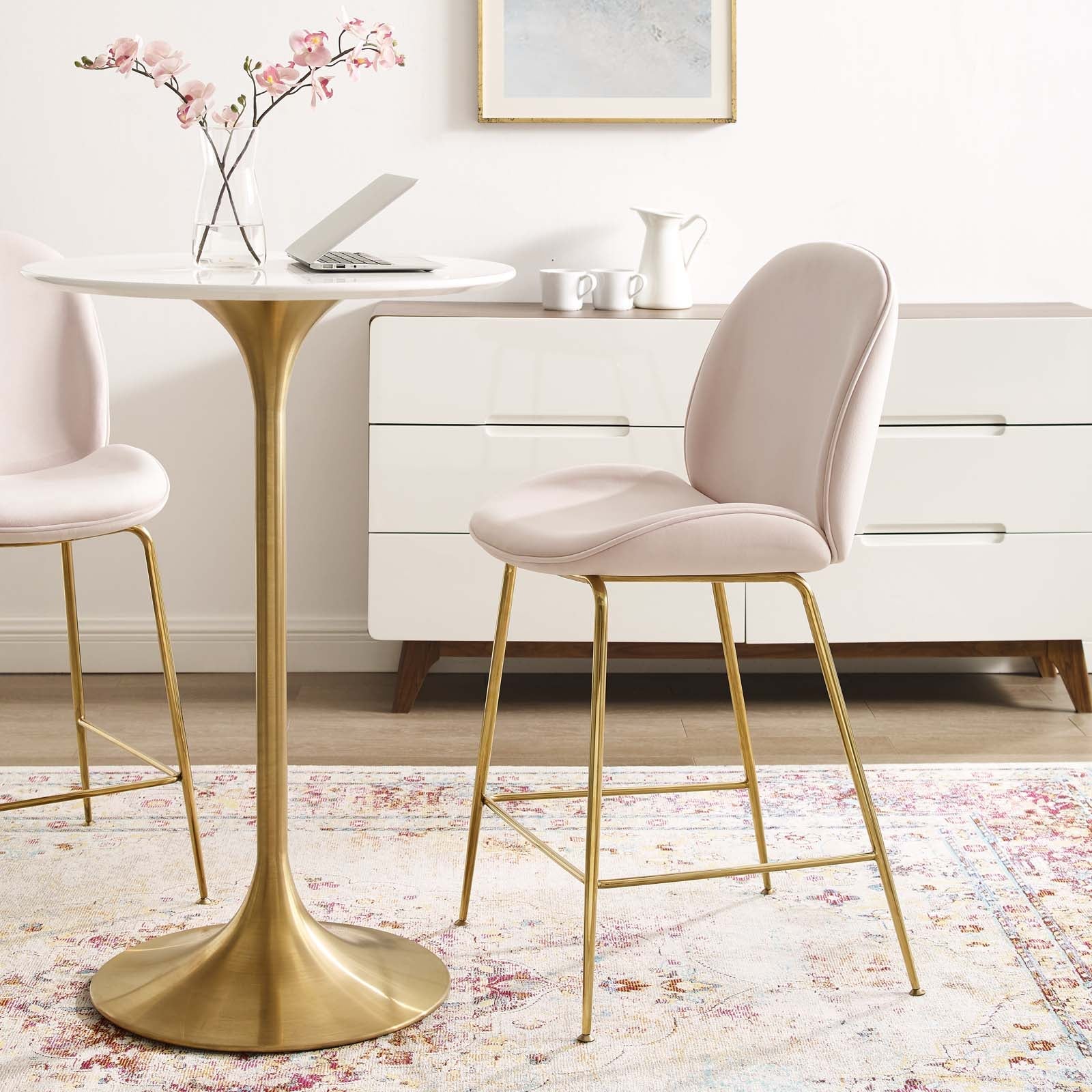 Scoop Gold Stainless Steel Leg Performance Velvet Counter Stool by Modway
