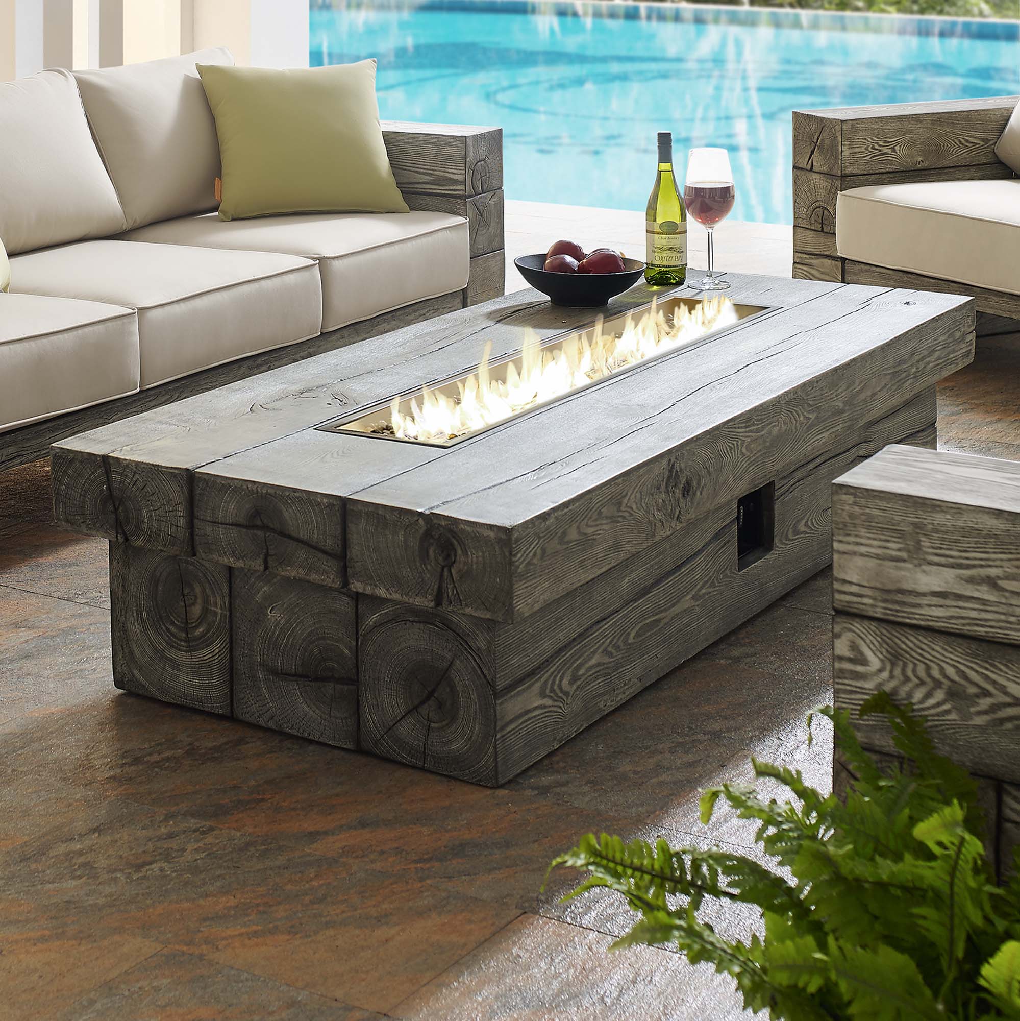 Manteo 70" Rectangular Outdoor Patio Fire Pit Table by Modway