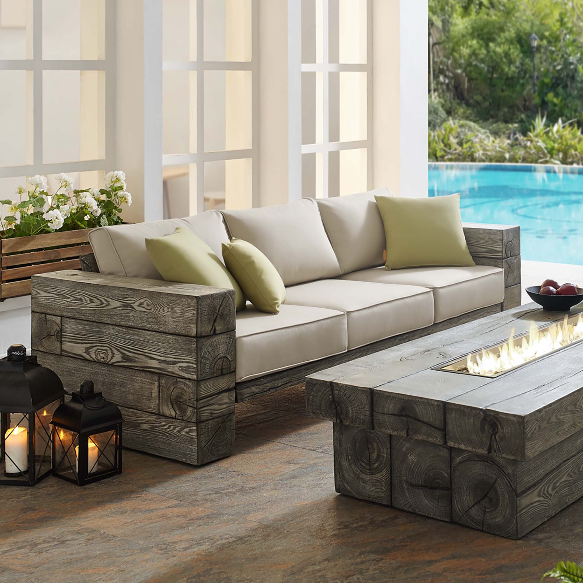 Manteo Rustic Coastal Outdoor Patio Sunbrella® Sofa by Modway