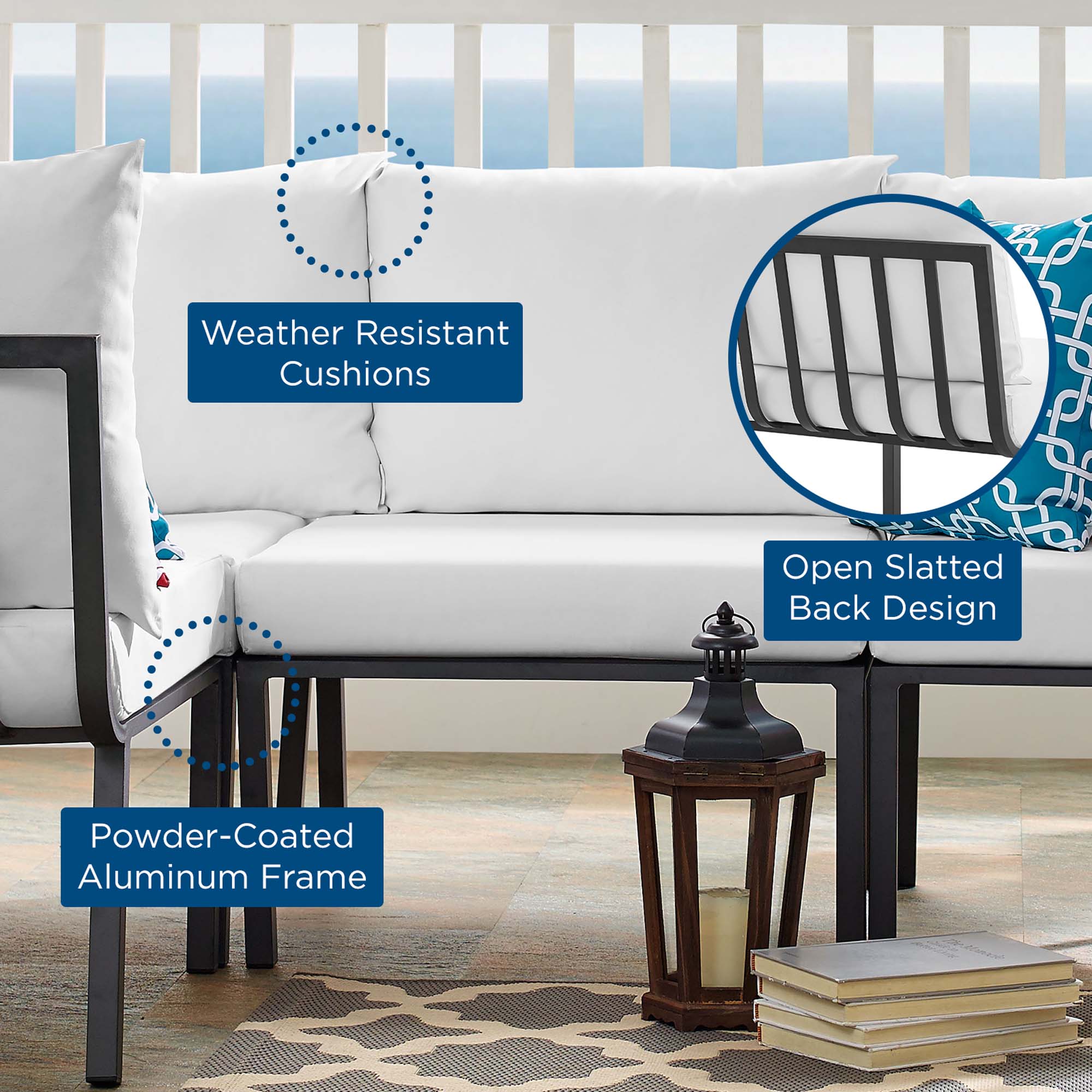 Riverside Outdoor Patio Aluminum Armless Chair by Modway