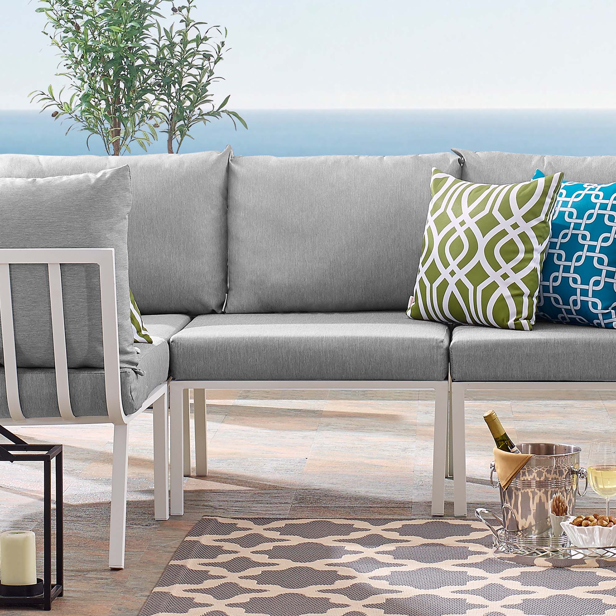 Riverside Outdoor Patio Aluminum Armless Chair by Modway