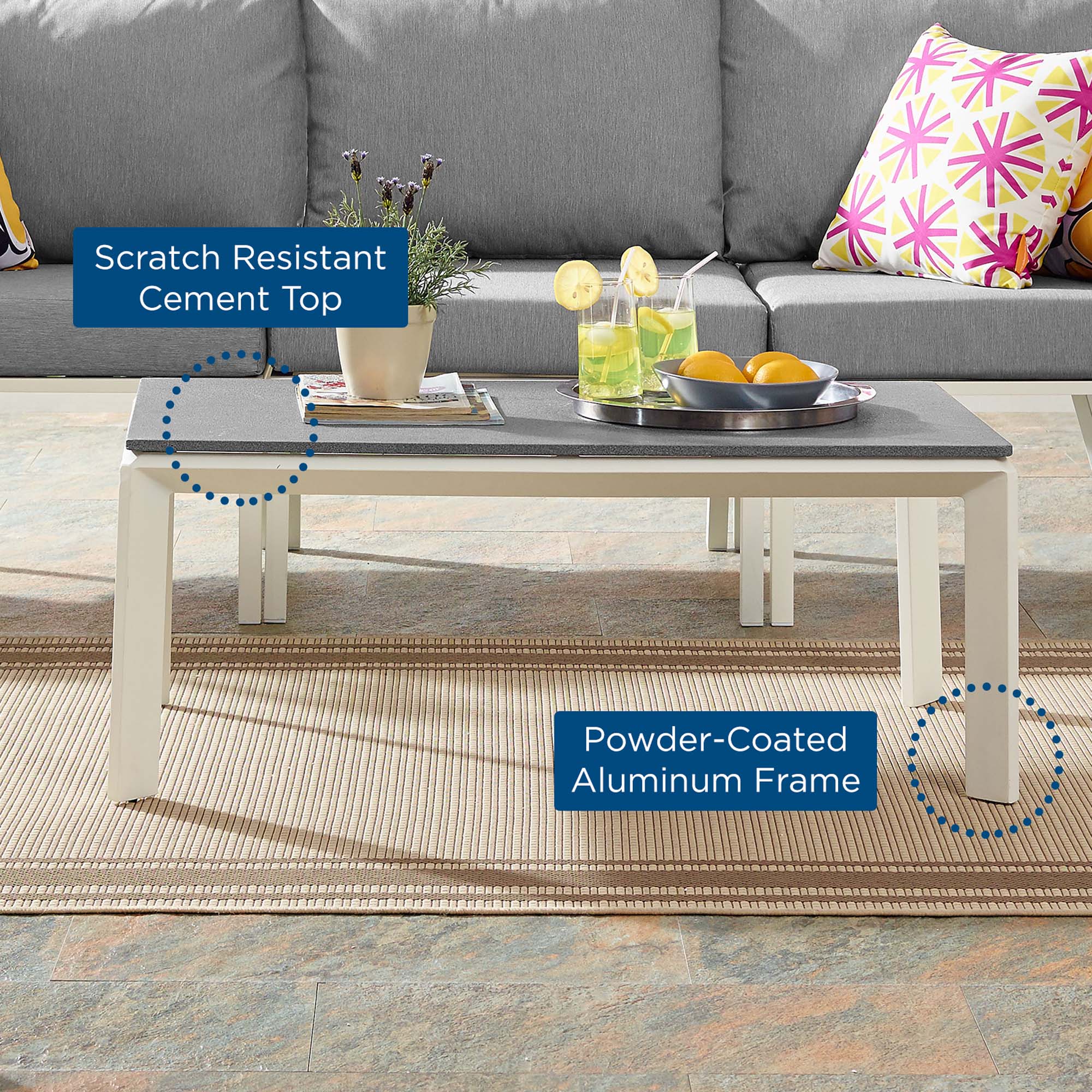 Riverside Aluminum Outdoor Patio Coffee Table by Modway