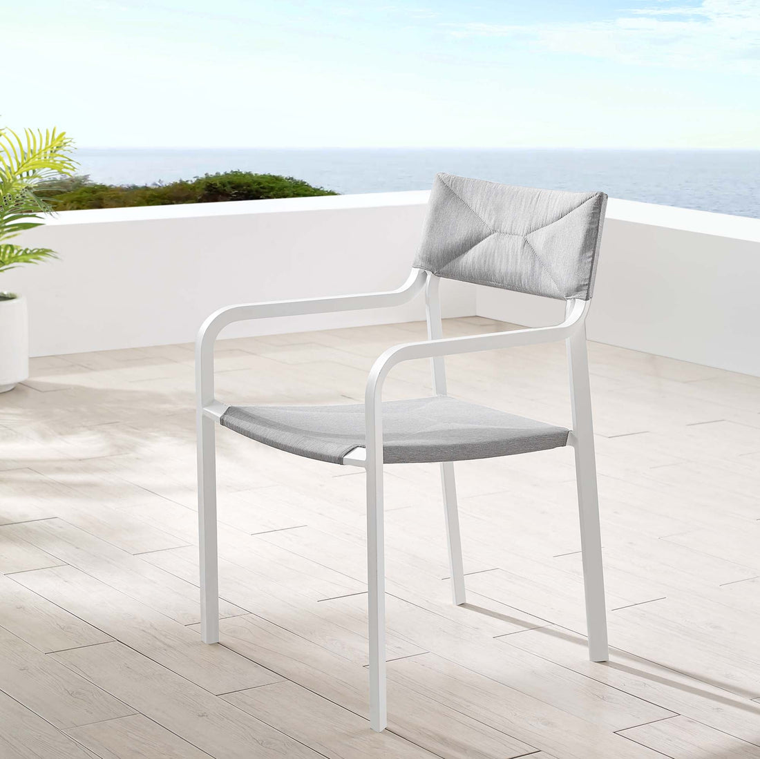 Raleigh Stackable Outdoor Patio Aluminum Dining Armchair by Modway