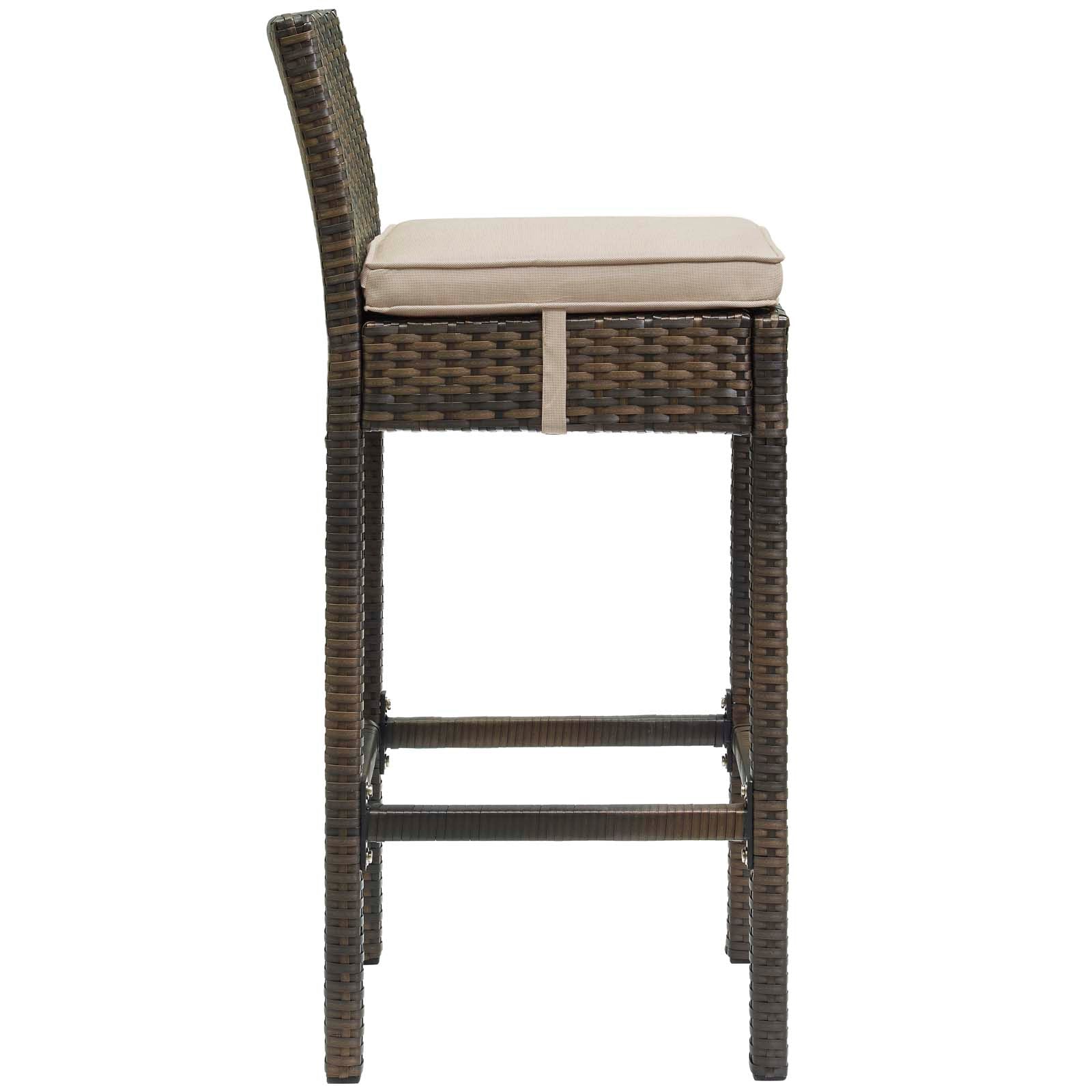 Conduit Bar Stool Outdoor Patio Wicker Rattan Set of 4 by Modway