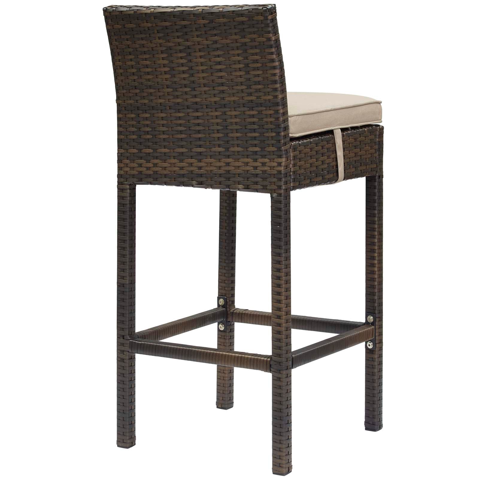 Conduit Bar Stool Outdoor Patio Wicker Rattan Set of 4 by Modway