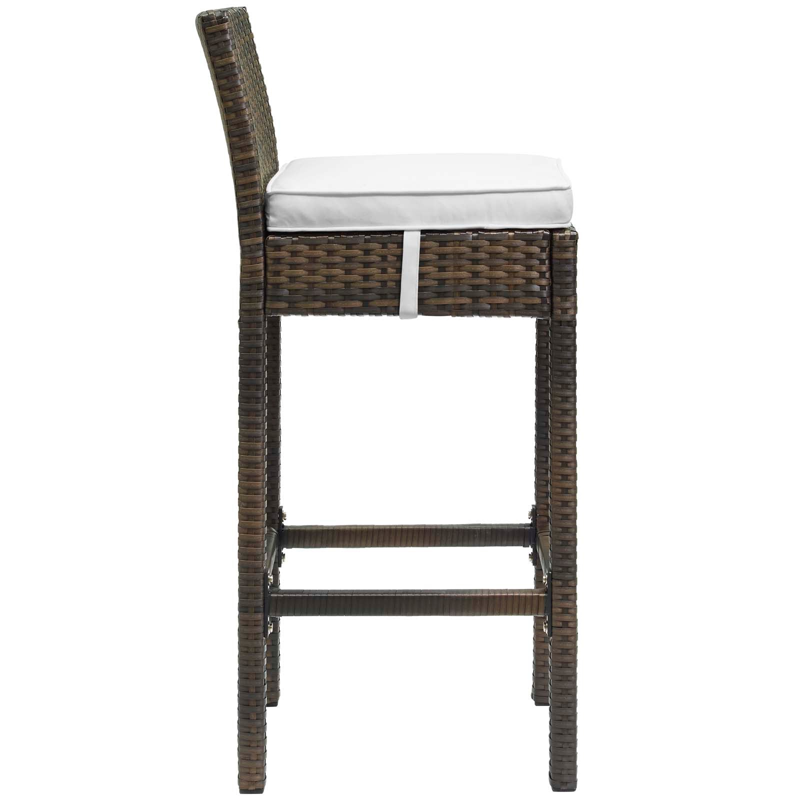 Conduit Bar Stool Outdoor Patio Wicker Rattan Set of 4 by Modway