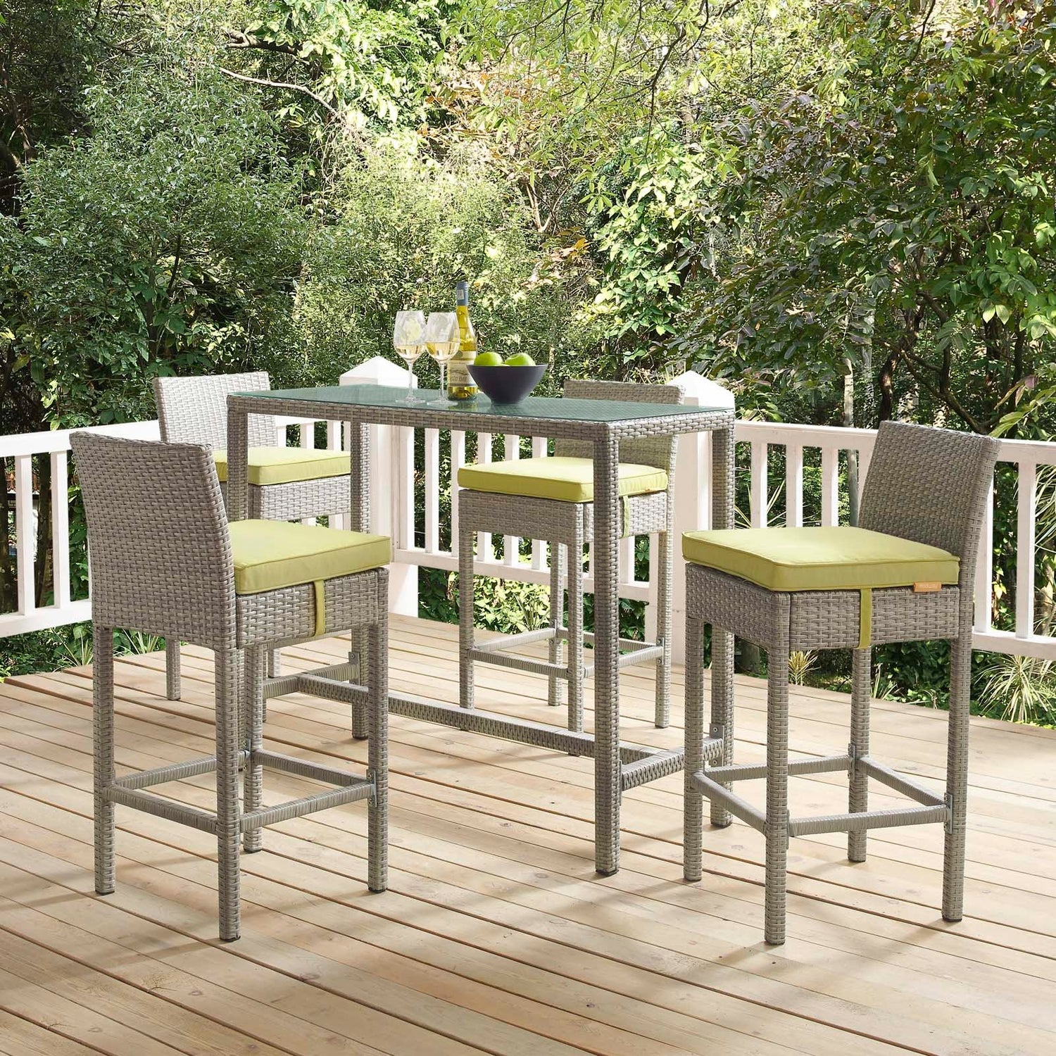 Conduit Outdoor Patio Wicker Rattan Bar Stool Set of 4 by Modway