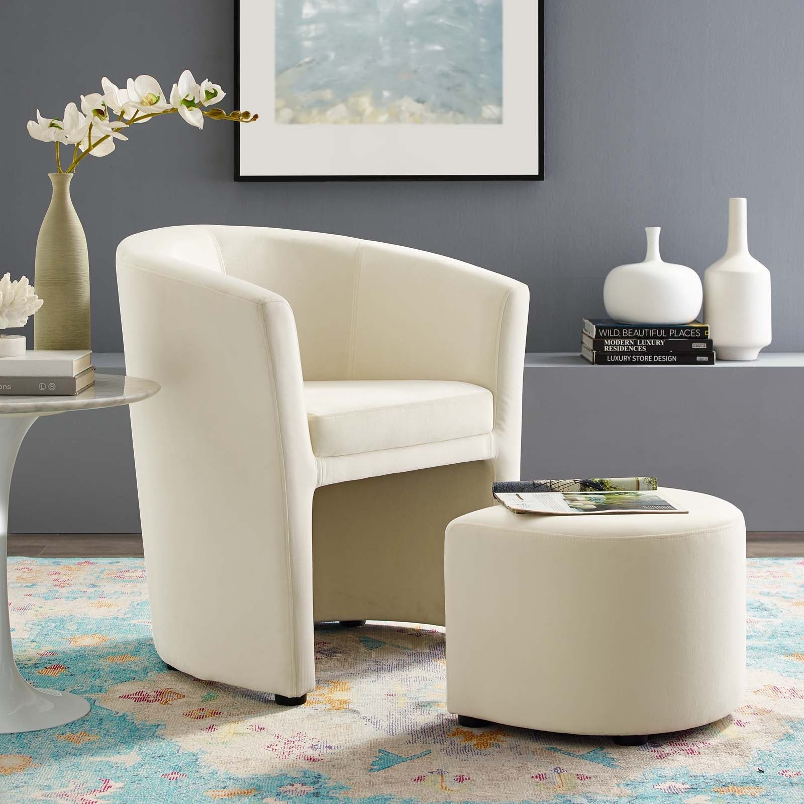 Divulge Performance Velvet Arm Chair and Ottoman Set by Modway