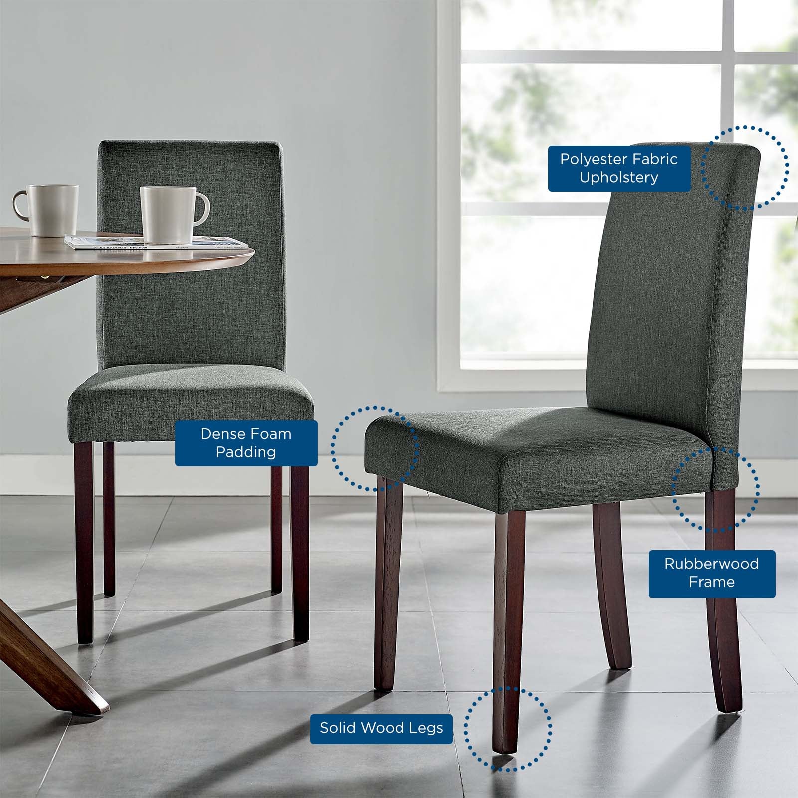 Prosper Upholstered Fabric Dining Side Chair Set of 2 by Modway