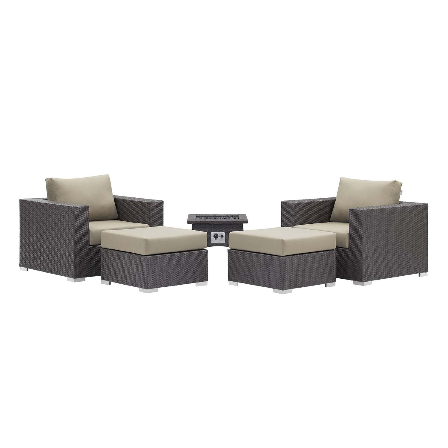 Convene 5 Piece Set Outdoor Patio with Fire Pit by Modway