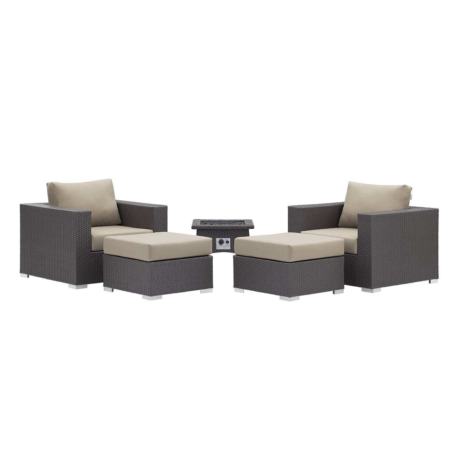 Convene 5 Piece Set Outdoor Patio with Fire Pit by Modway