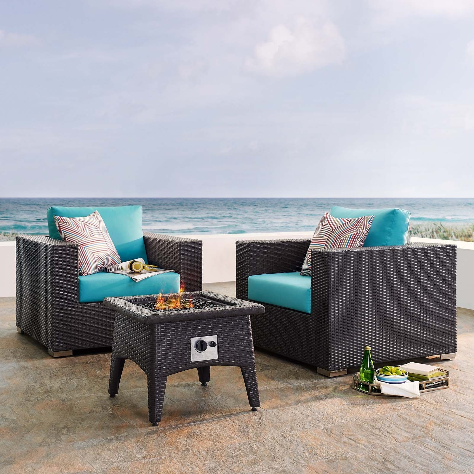 Convene 3 Piece Set Outdoor Patio with Fire Pit by Modway