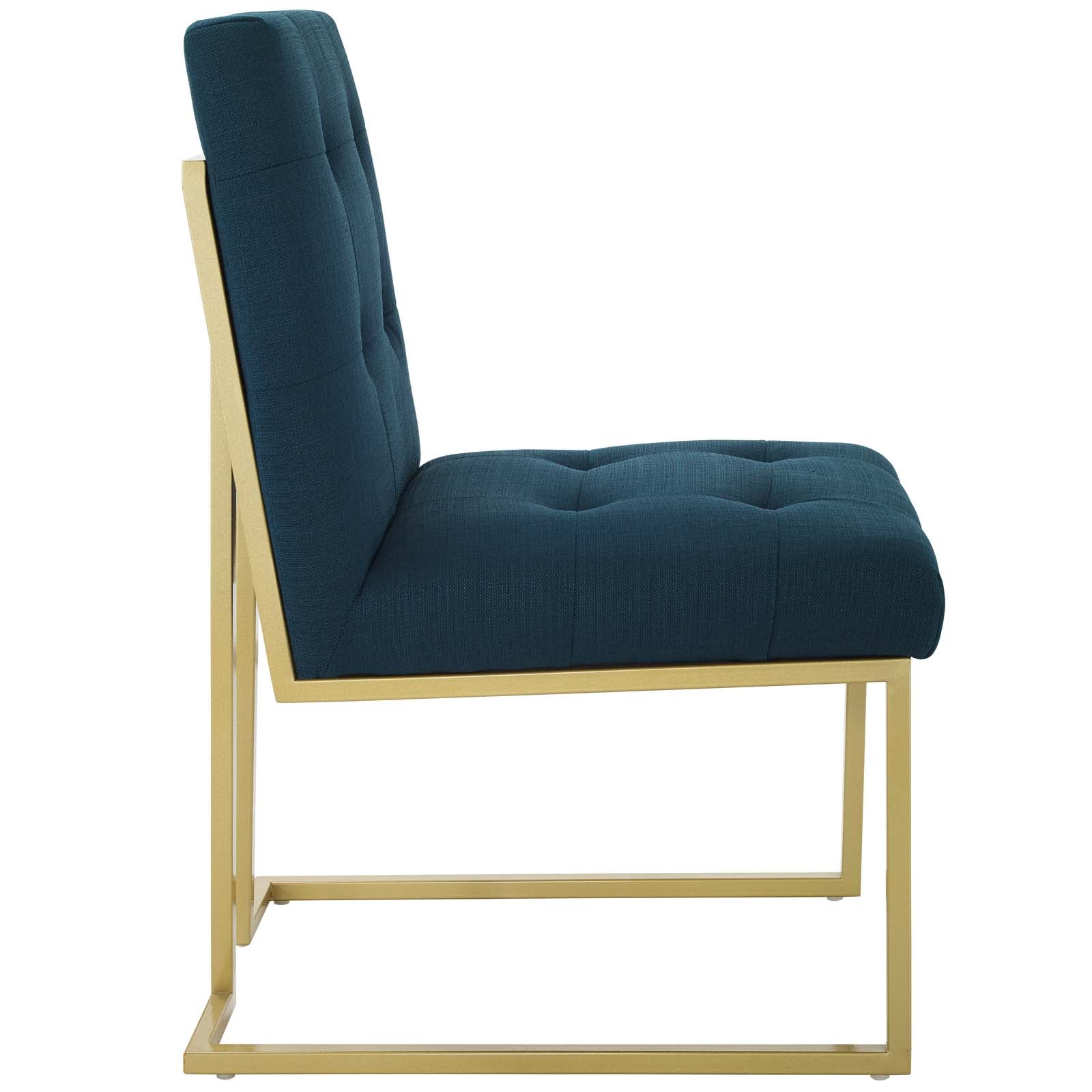 Privy Gold Stainless Steel Upholstered Fabric Dining Accent Chair by Modway