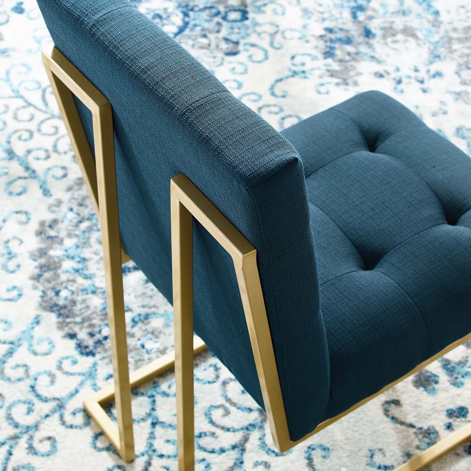 Privy Gold Stainless Steel Upholstered Fabric Dining Accent Chair by Modway