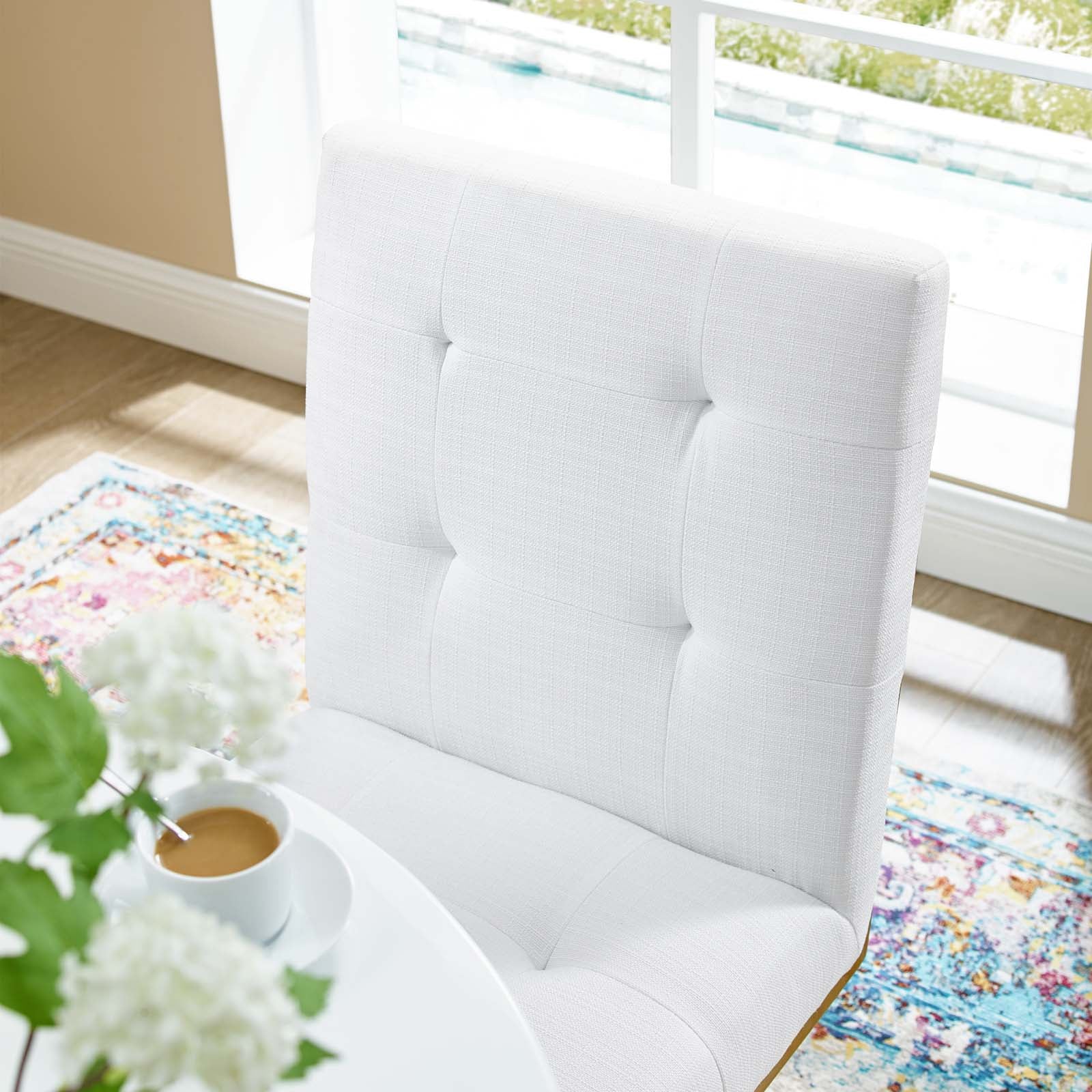 Privy Gold Stainless Steel Upholstered Fabric Dining Accent Chair by Modway