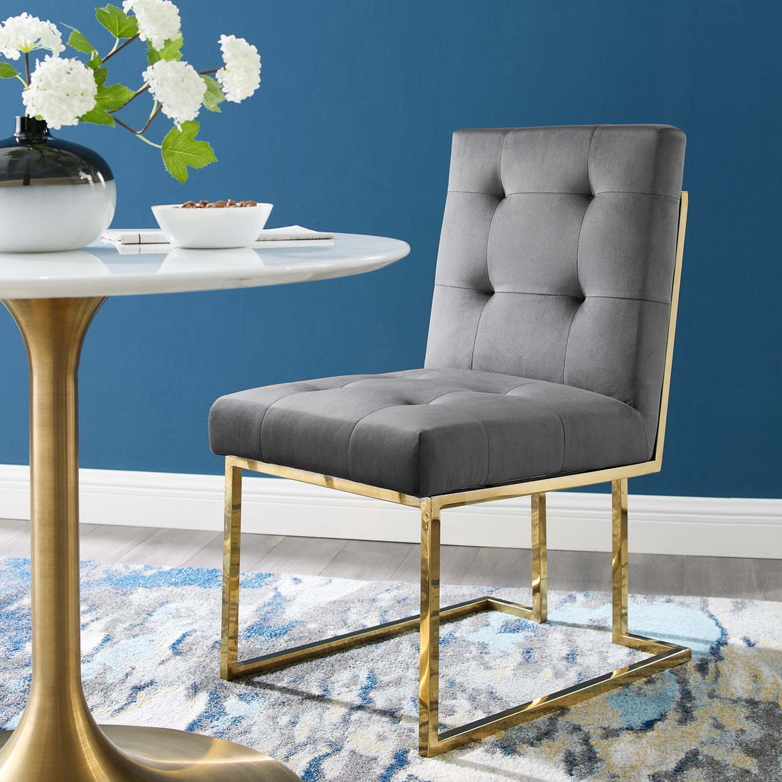 Privy Gold Stainless Steel Performance Velvet Dining Chair by Modway