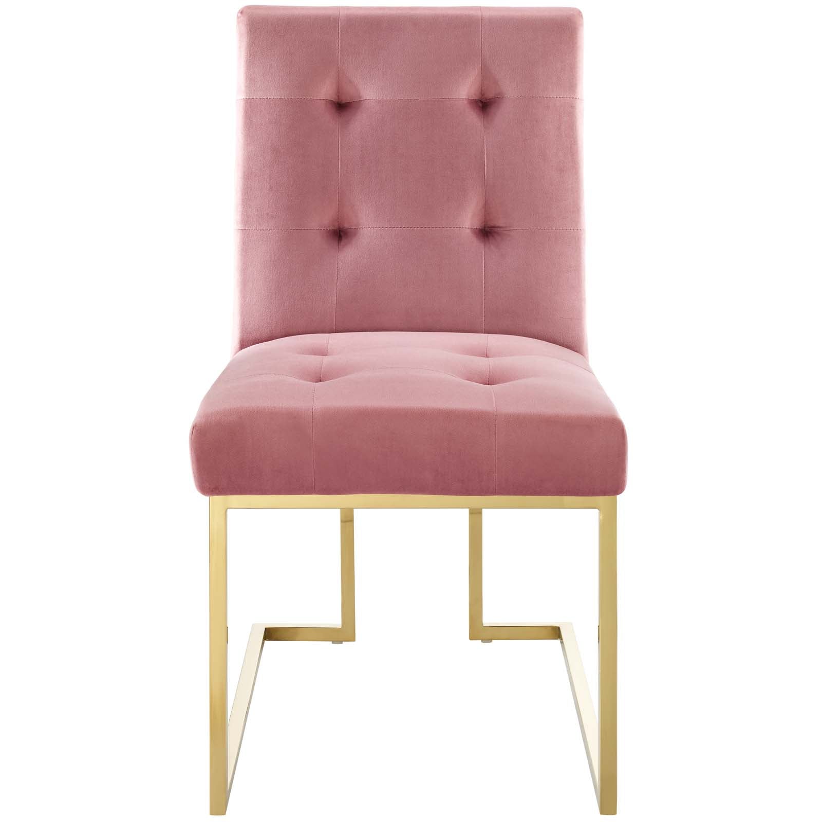 Privy Gold Stainless Steel Performance Velvet Dining Chair by Modway