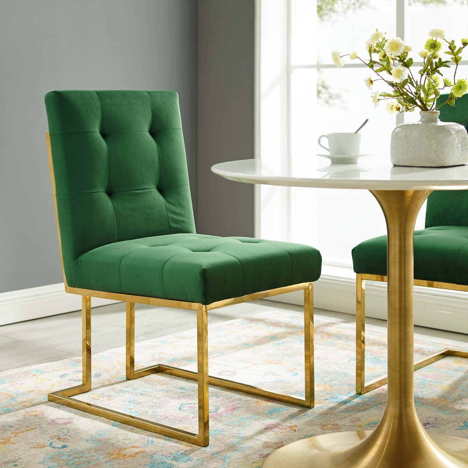 Privy Gold Stainless Steel Performance Velvet Dining Chair by Modway