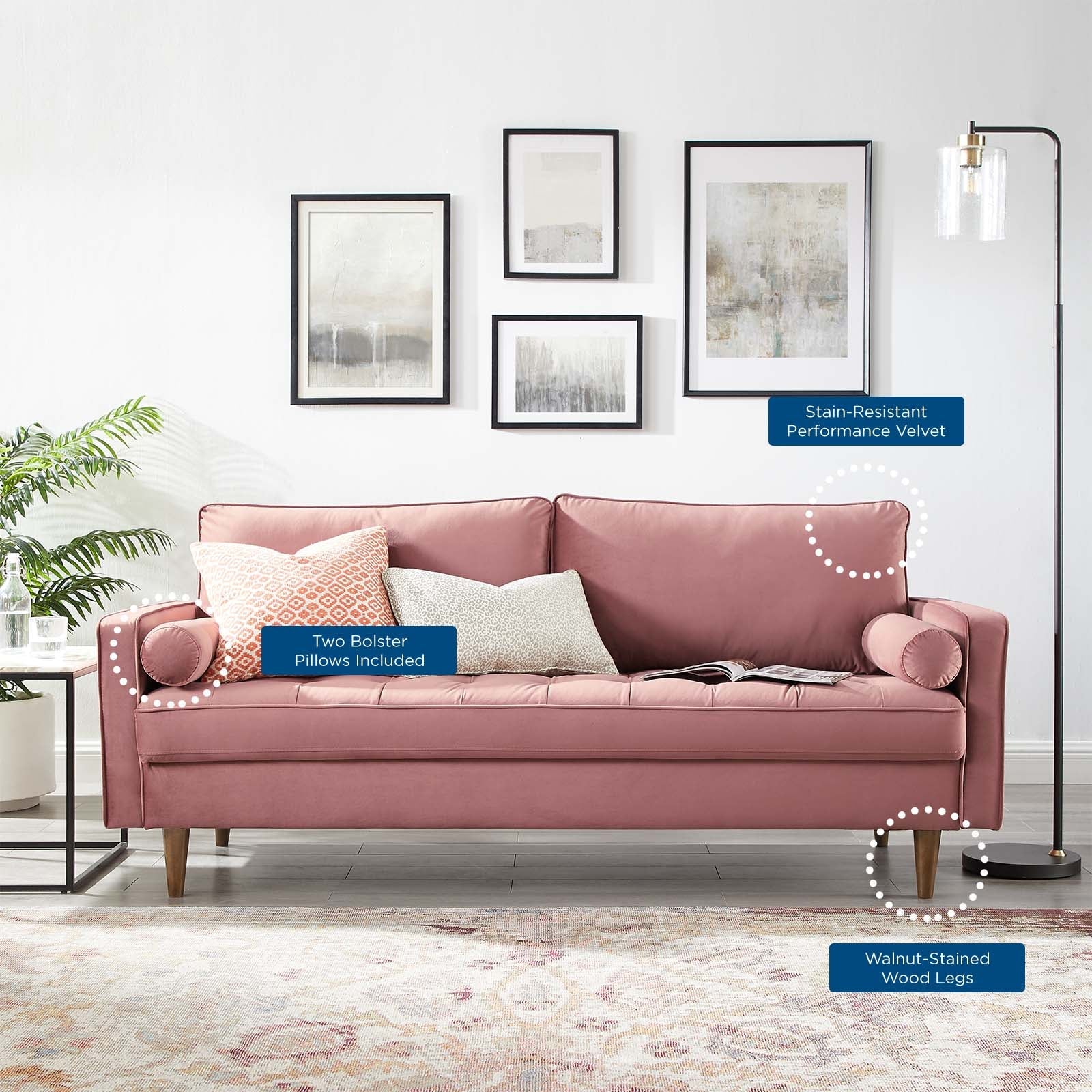 Valour Performance Velvet Sofa by Modway
