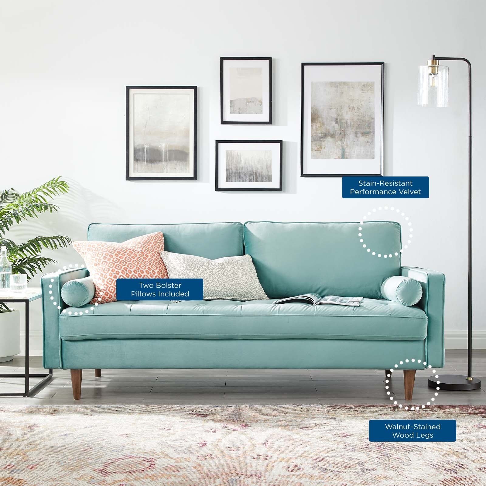 Valour Performance Velvet Sofa by Modway