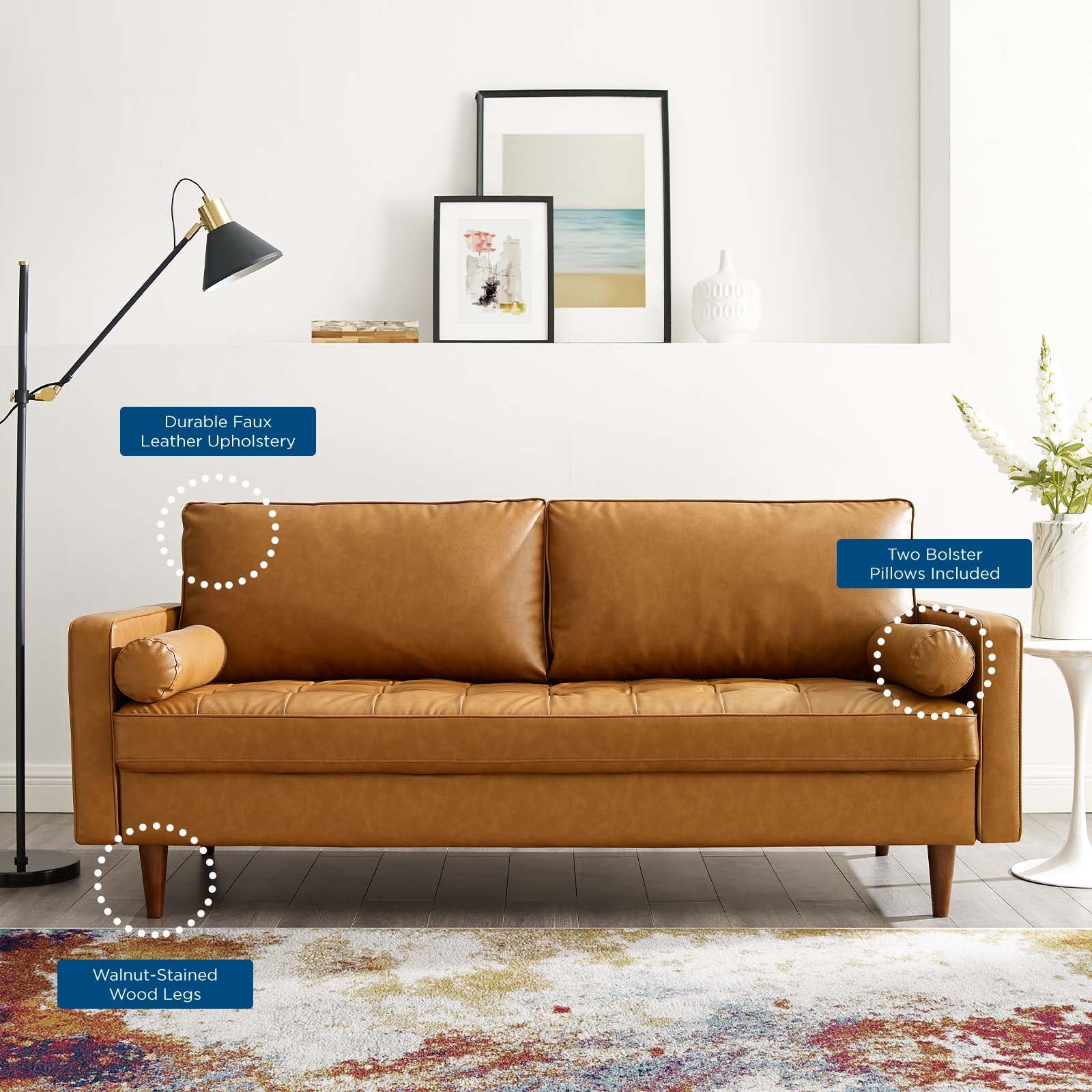 Valour Upholstered Faux Leather Sofa by Modway