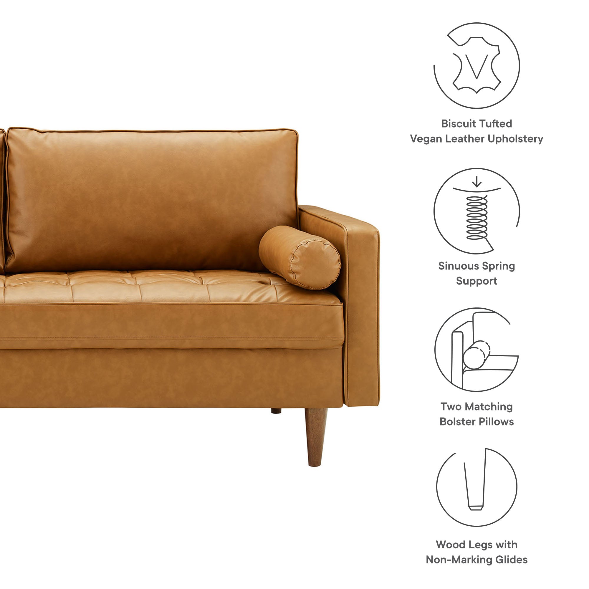 Valour Upholstered Faux Leather Sofa by Modway