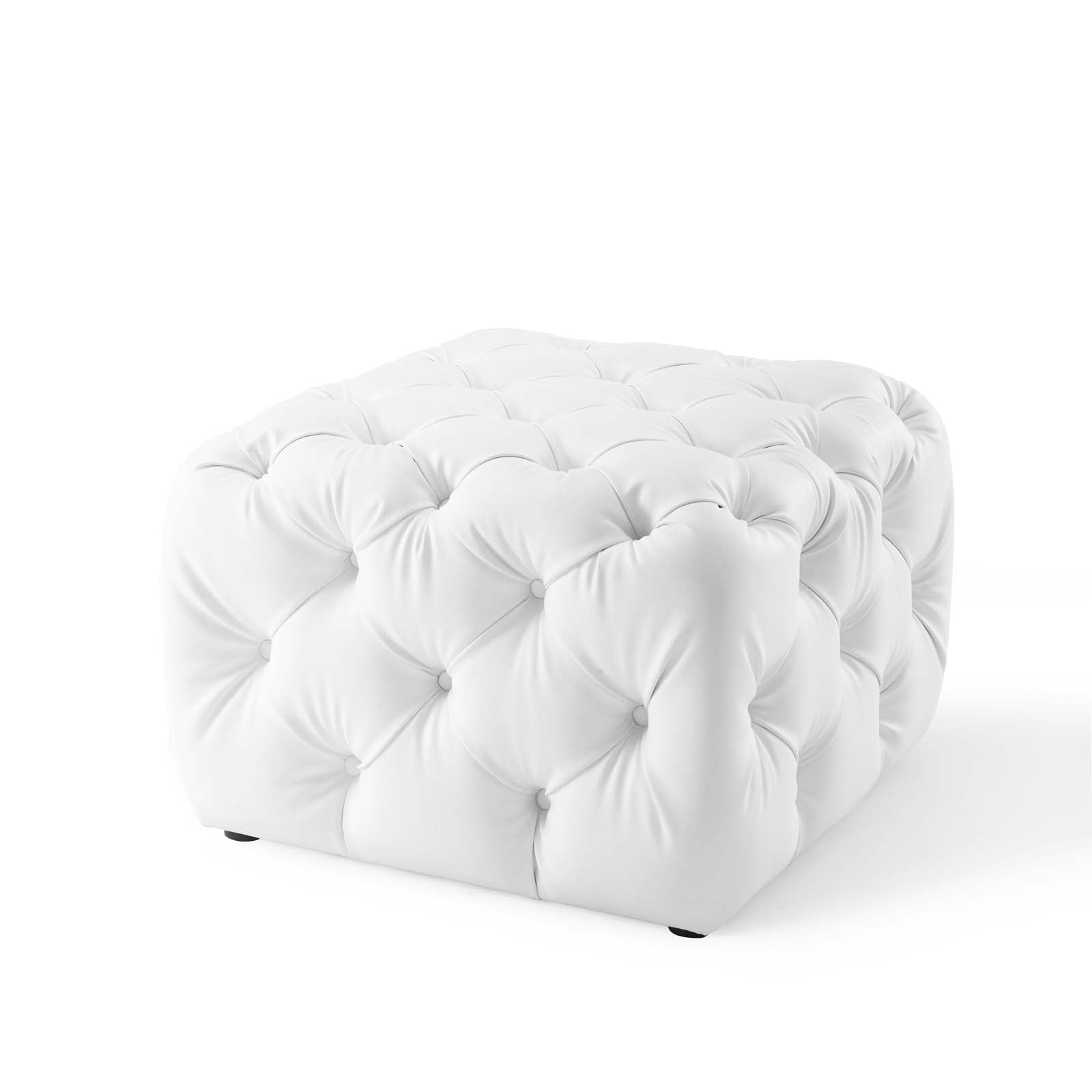 Amour Tufted Button Square Faux Leather Ottoman by Modway