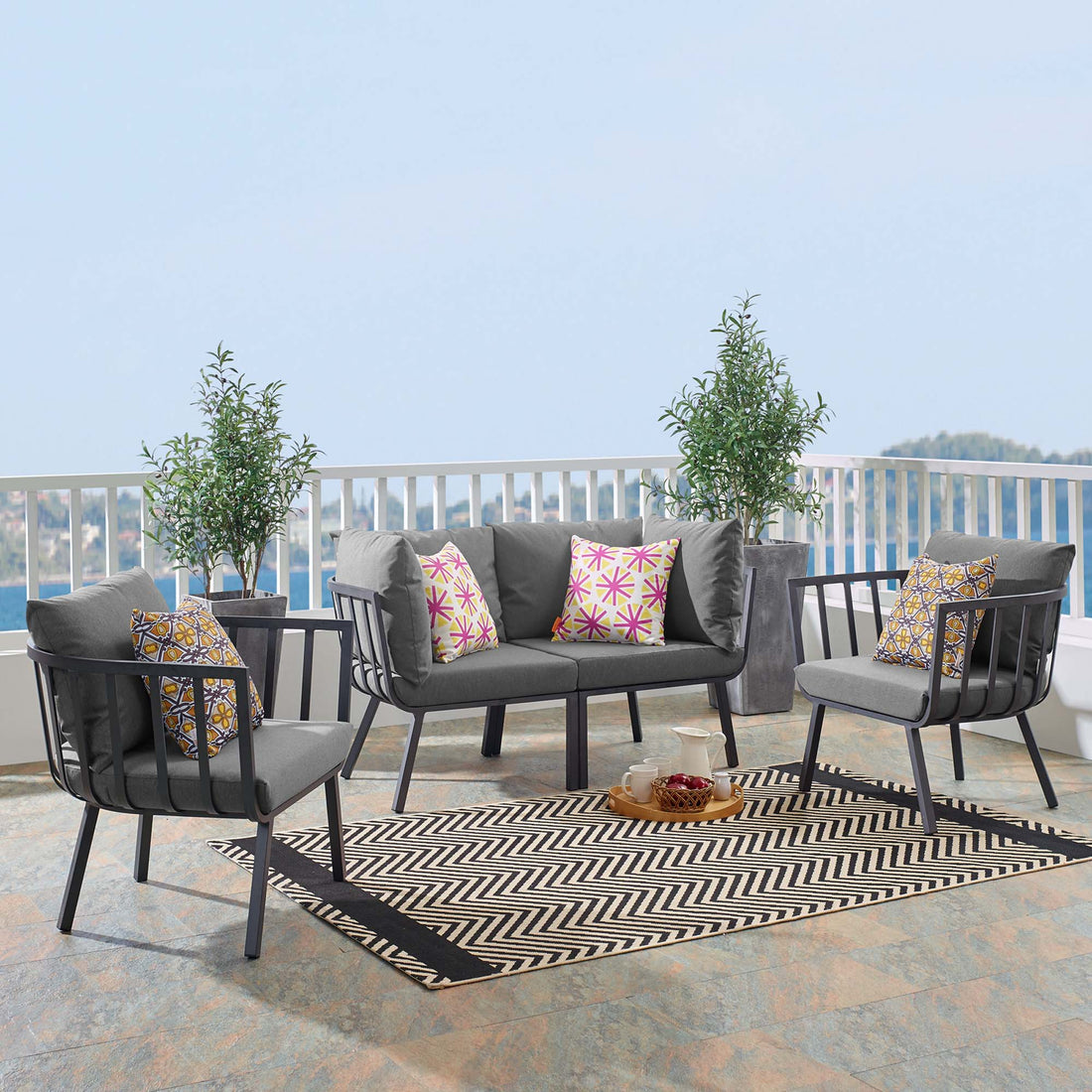 Riverside 4 Piece Outdoor Patio Aluminum Set by Modway