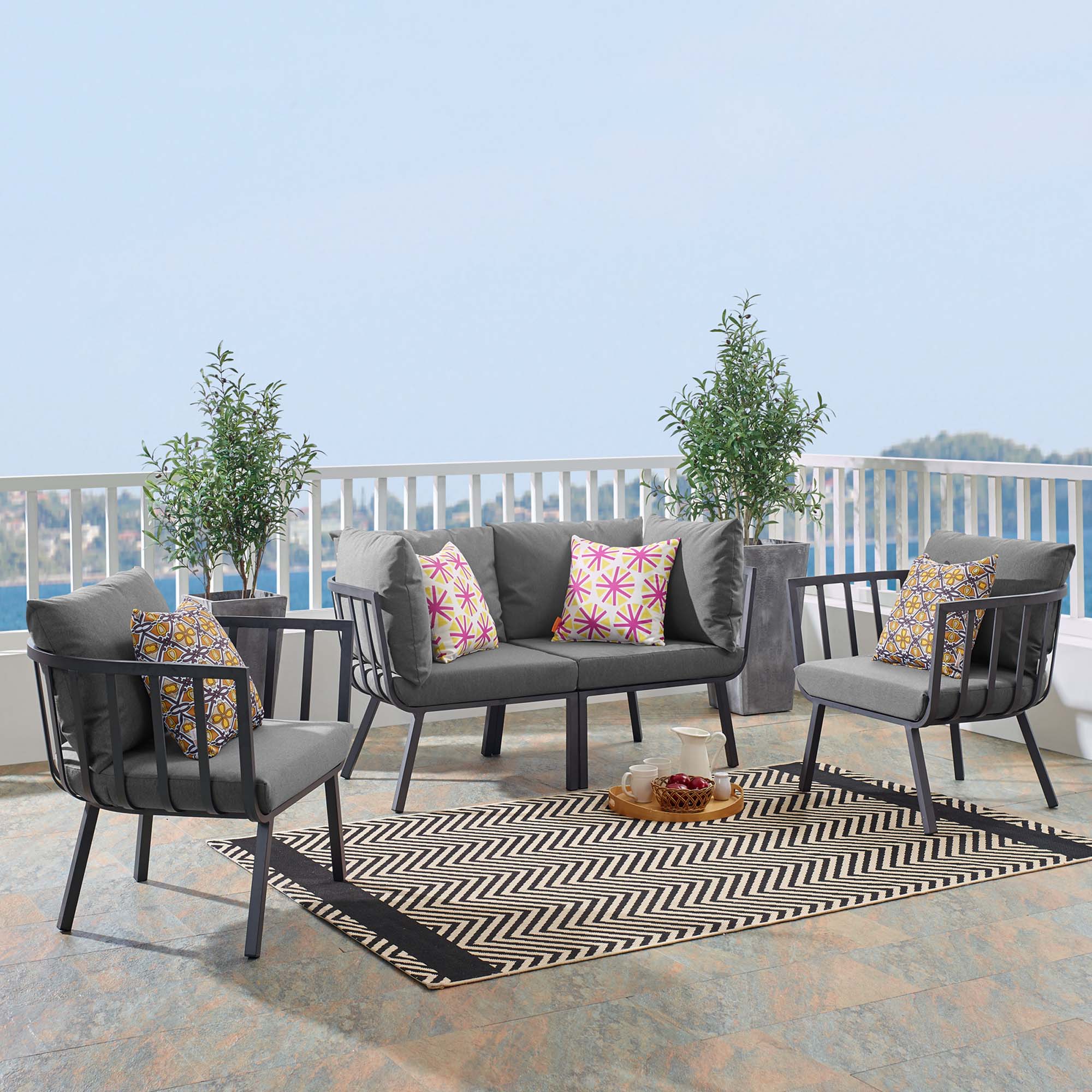 Riverside 4 Piece Outdoor Patio Aluminum Set by Modway