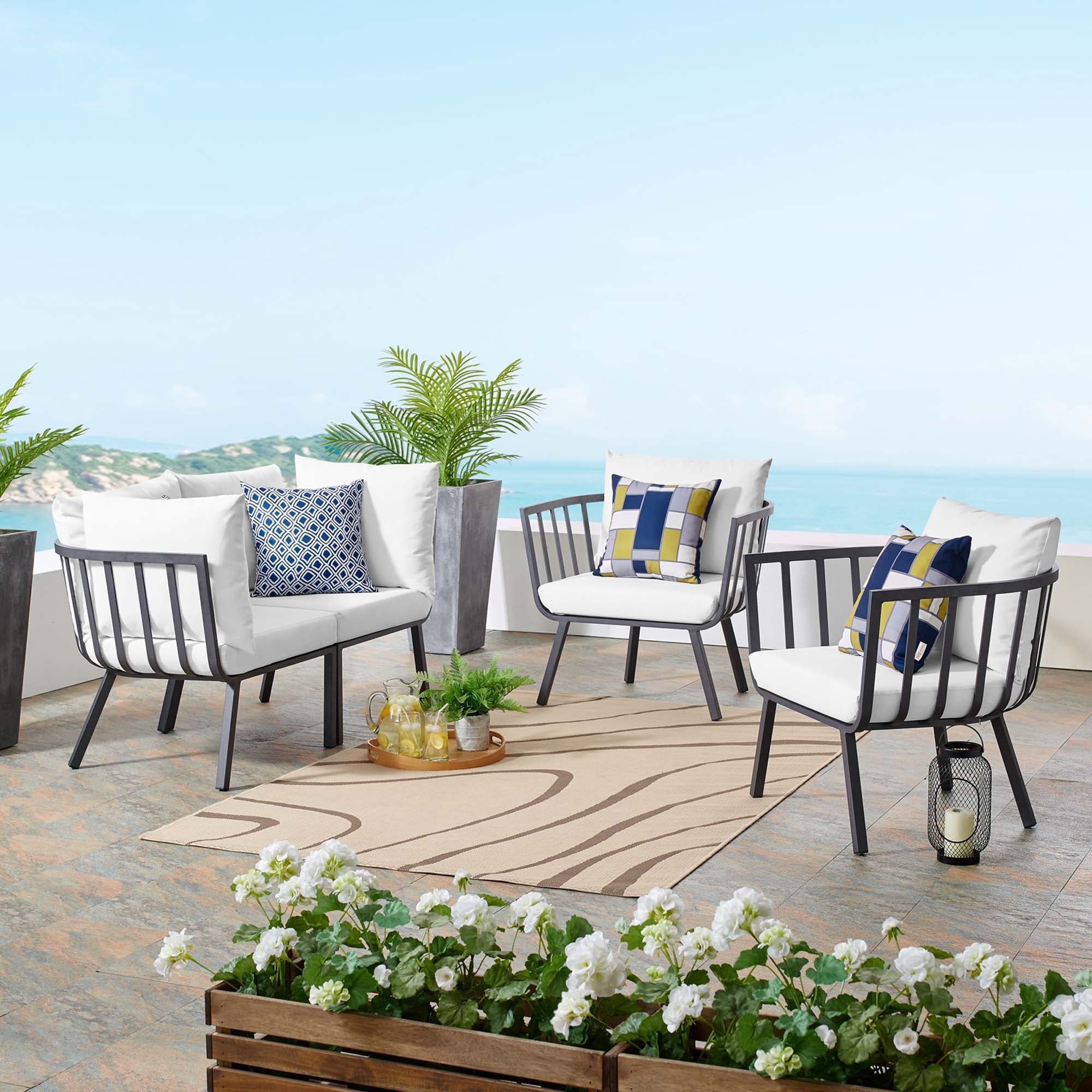 Riverside 4 Piece Outdoor Patio Aluminum Set by Modway